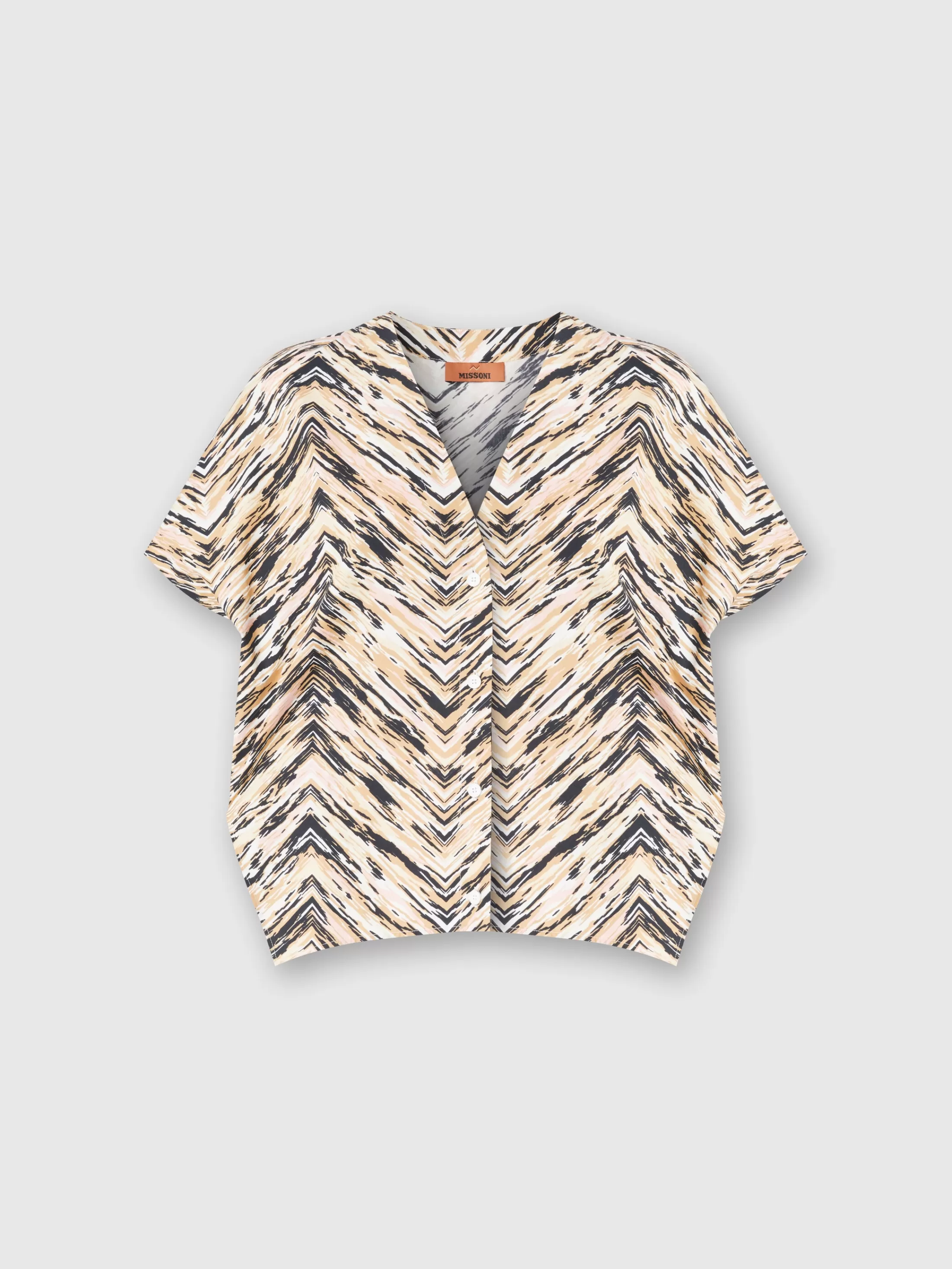 Flash Sale Animal print zig zag cotton poplin blouse Blouses & Shirts