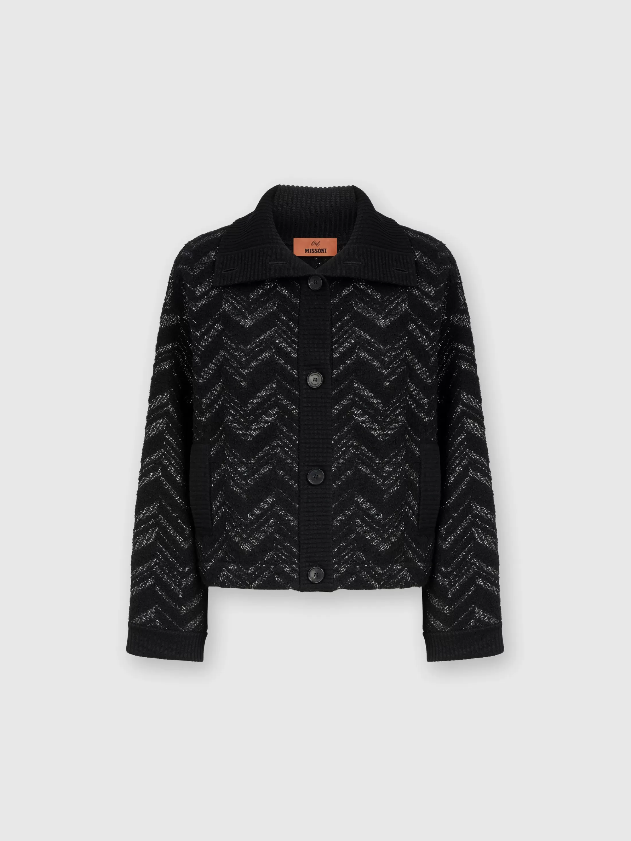 Hot Bouclé knit jacket with lamé chevron Coats & Jackets