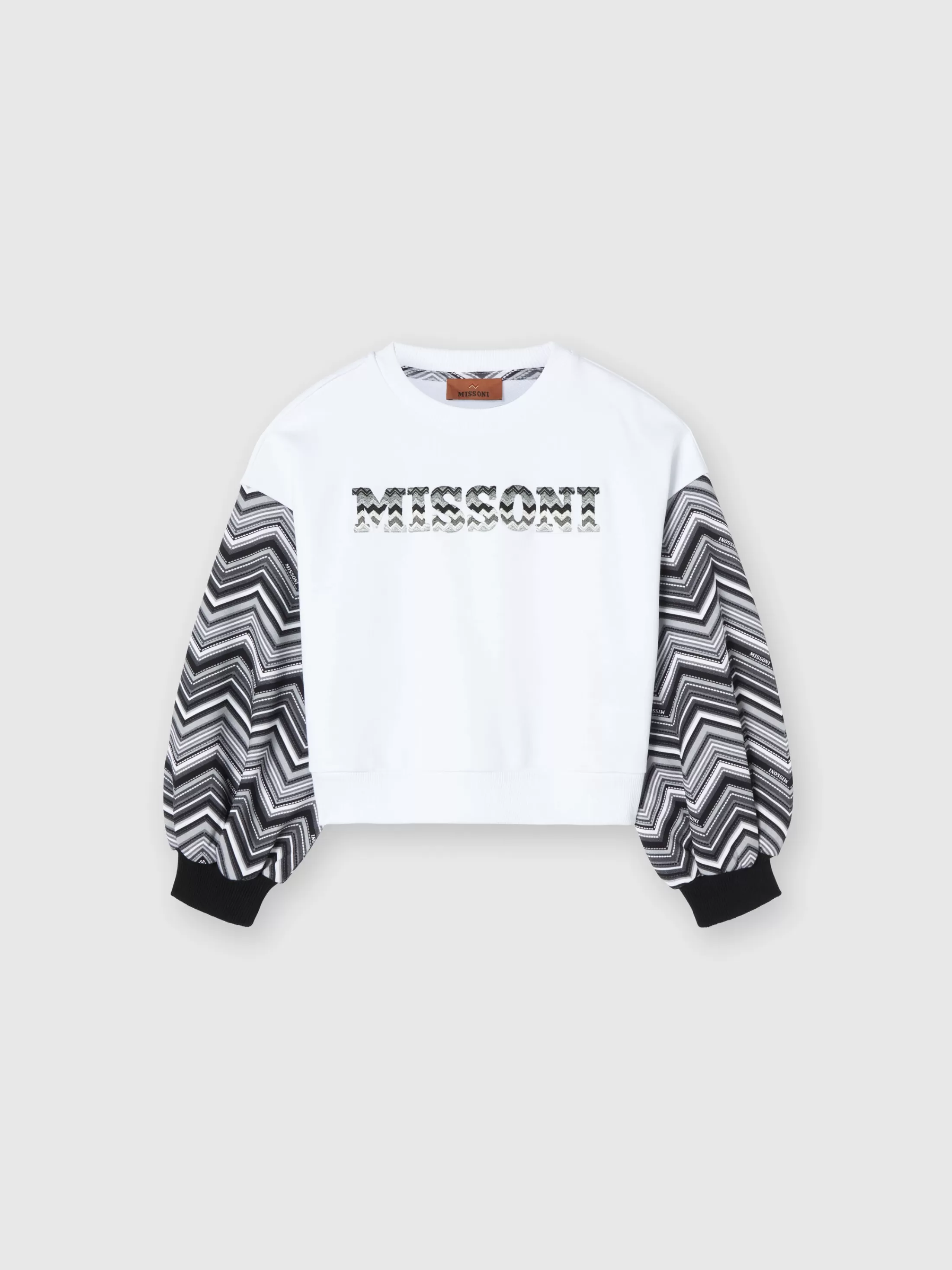 Best Sale Cotton crewneck sweatshirt with zigzag sleeves and logo Kids Clothing