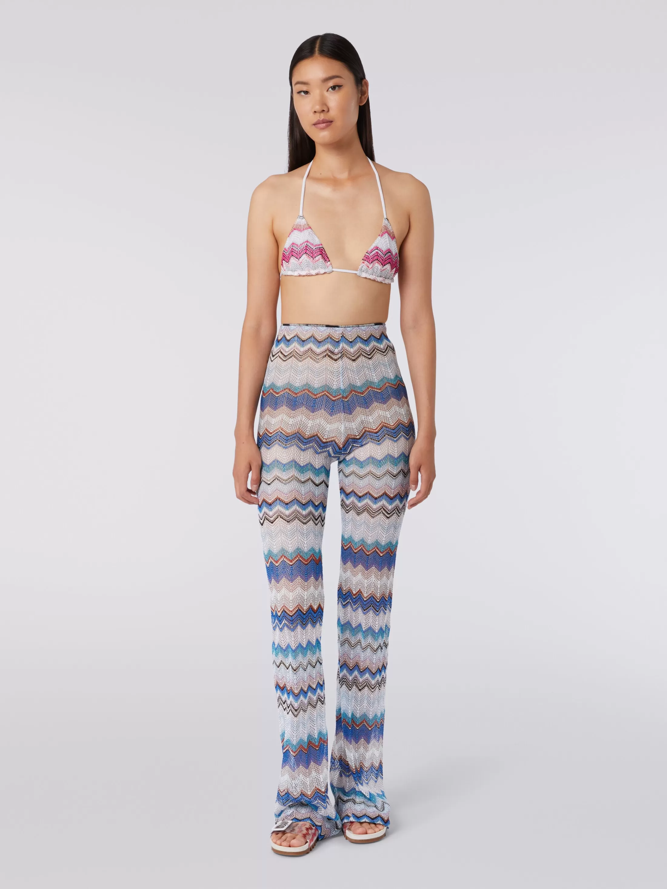 Best Sale Cover up trousers in zigzag crochet with lurex Beachwear | Beachwear