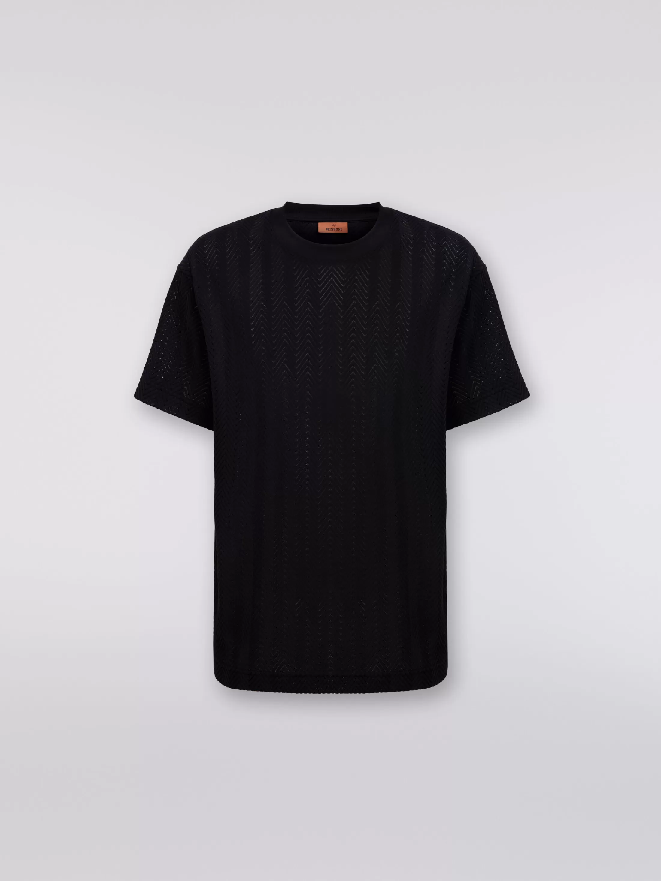 Best Crew-neck T-shirt in chevron viscose and cotton Polos & T-Shirts