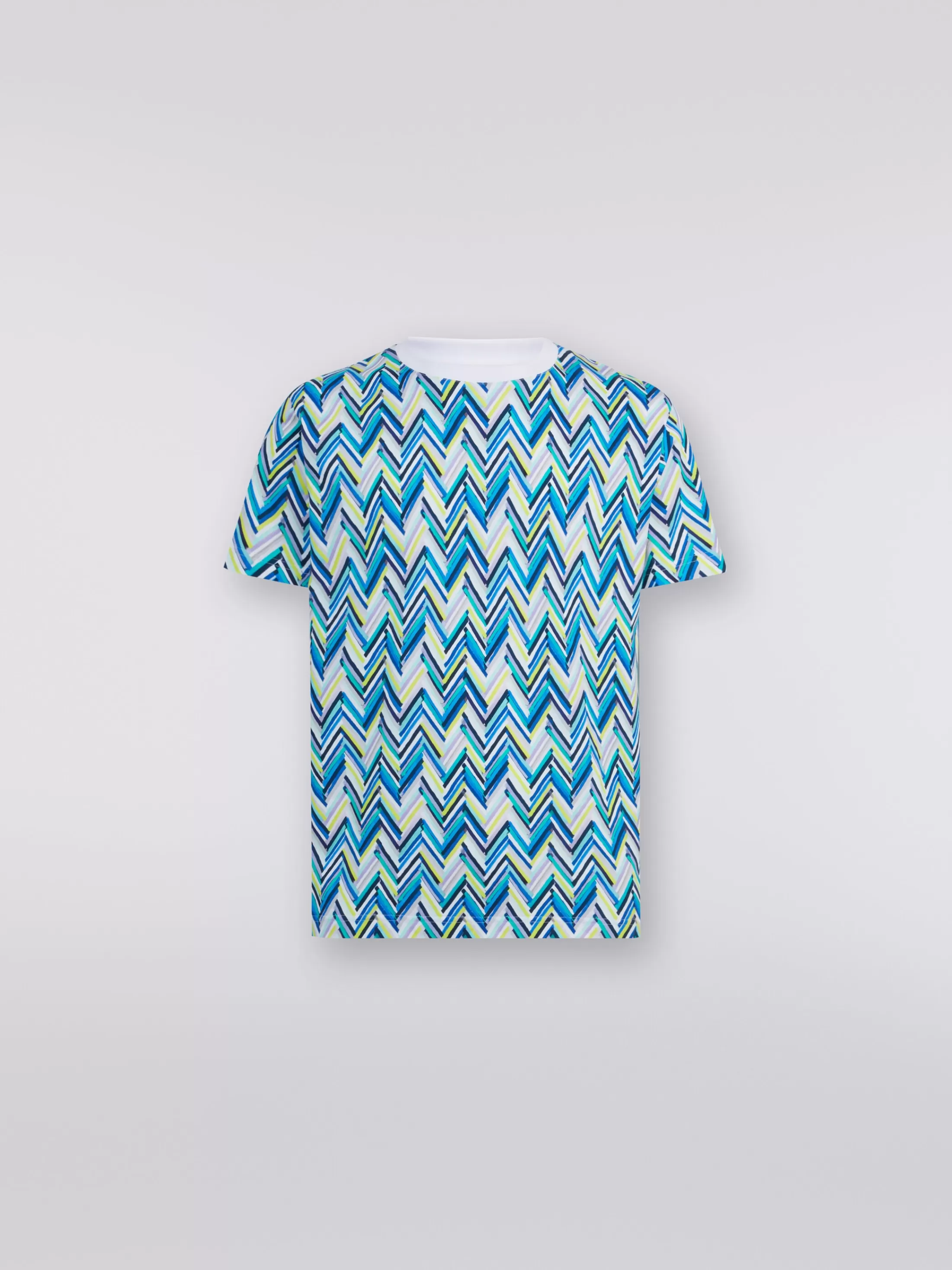 Store Crew-neck T-shirt in cotton with zigzag print Beachwear | Beachwear