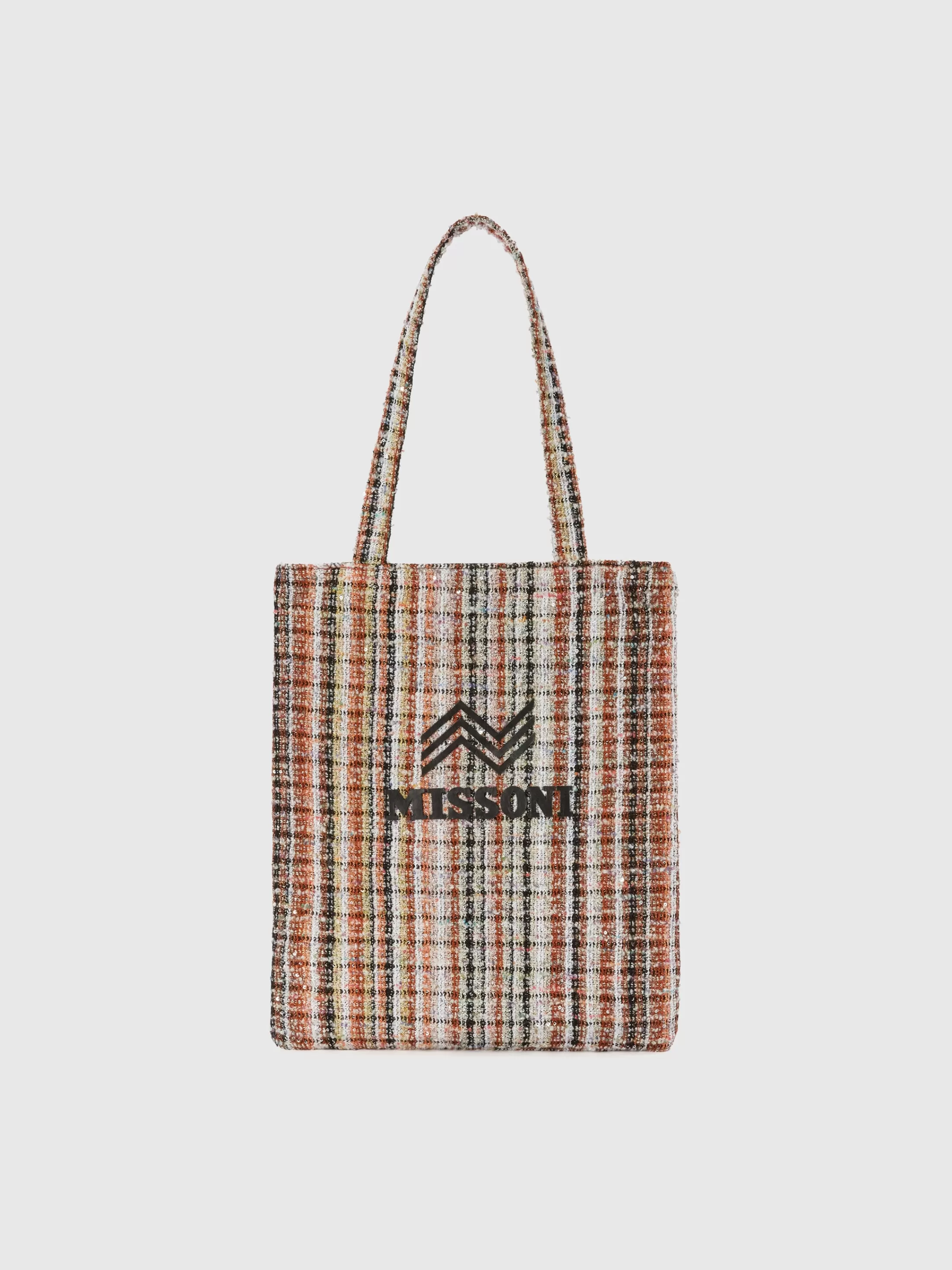 Outlet Lamé fabric shopper with logo Bags