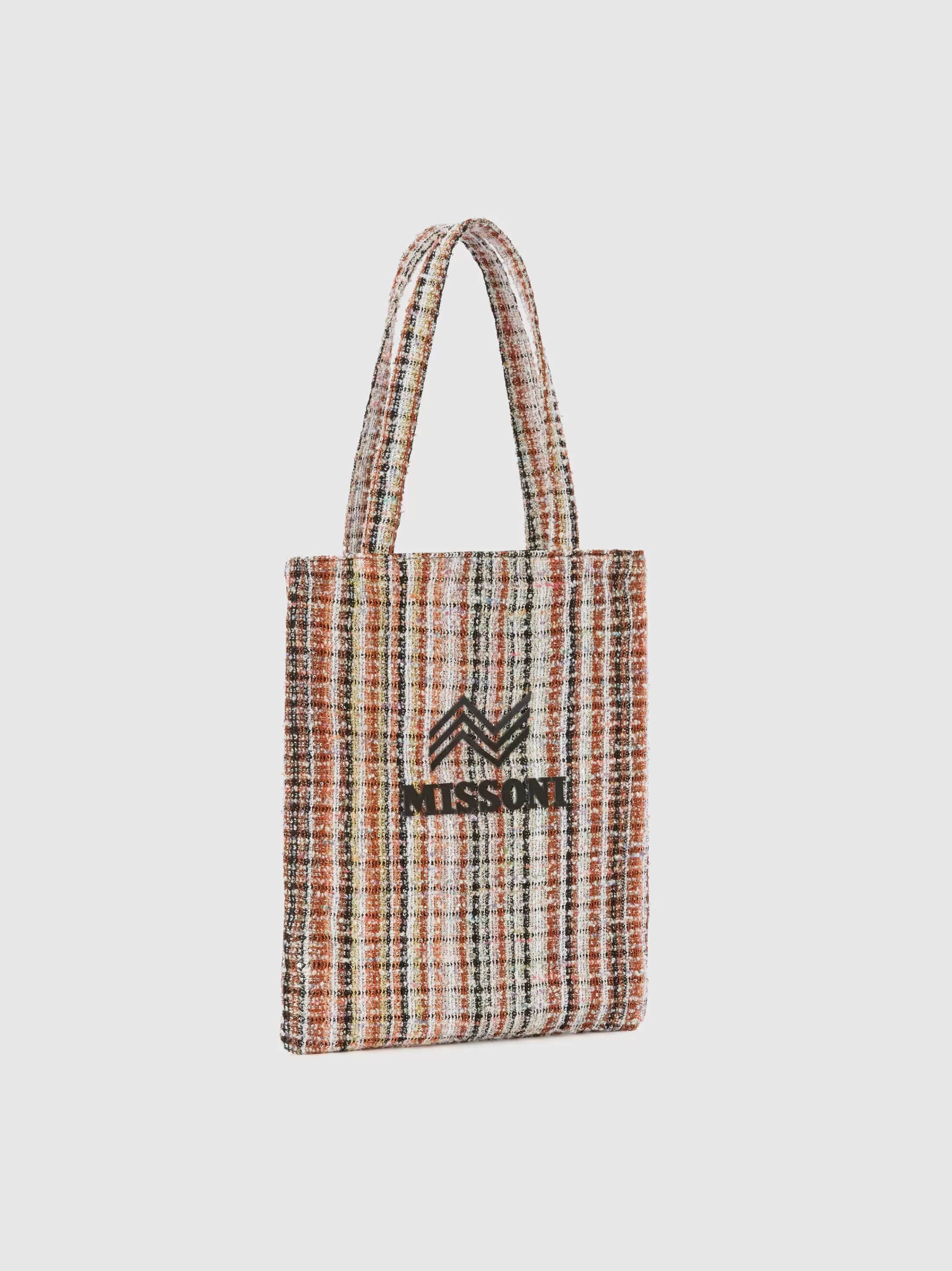 Outlet Lamé fabric shopper with logo Bags