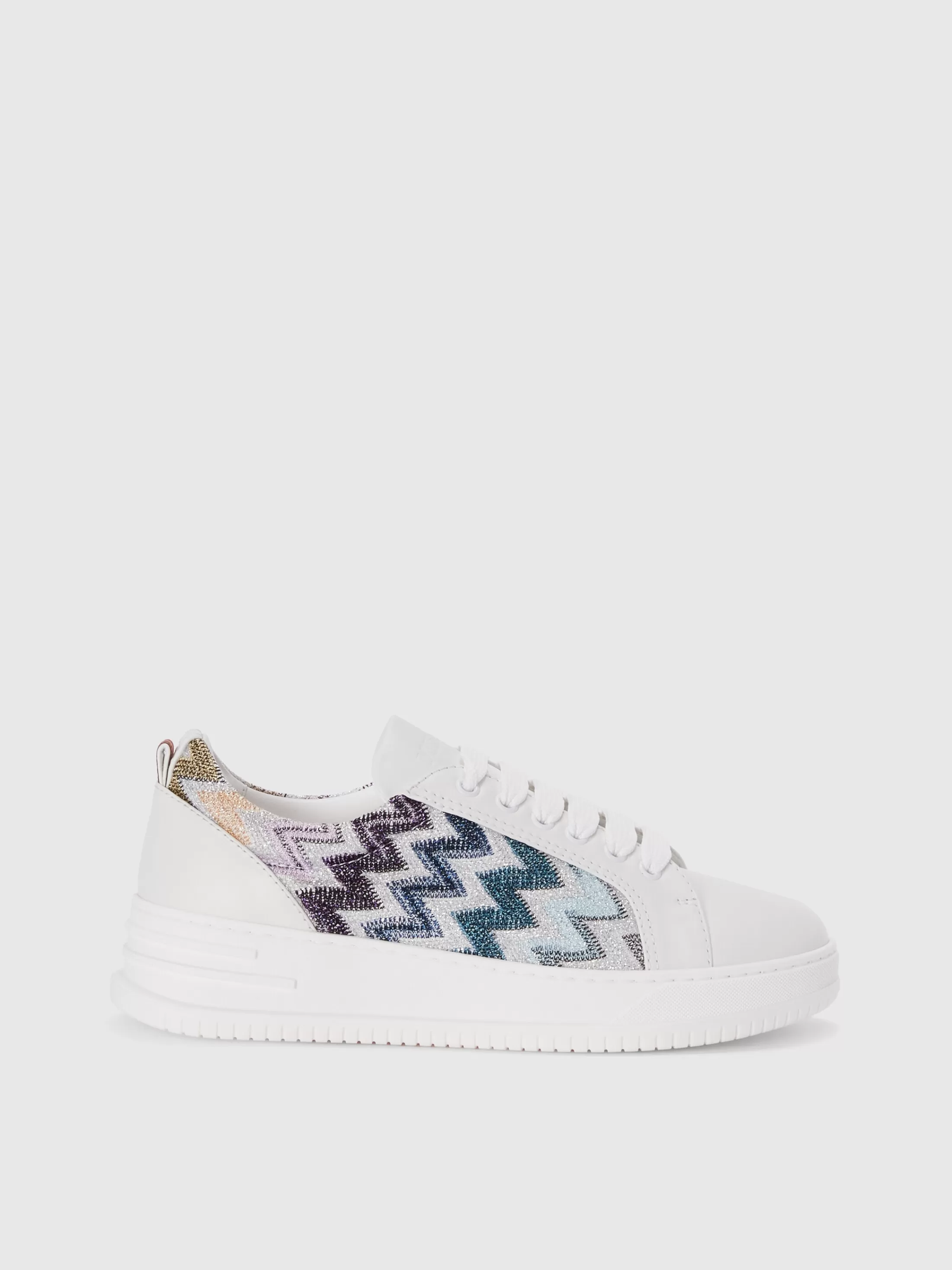 Clearance Leather sneakers with zigzag fabric insert Shoes