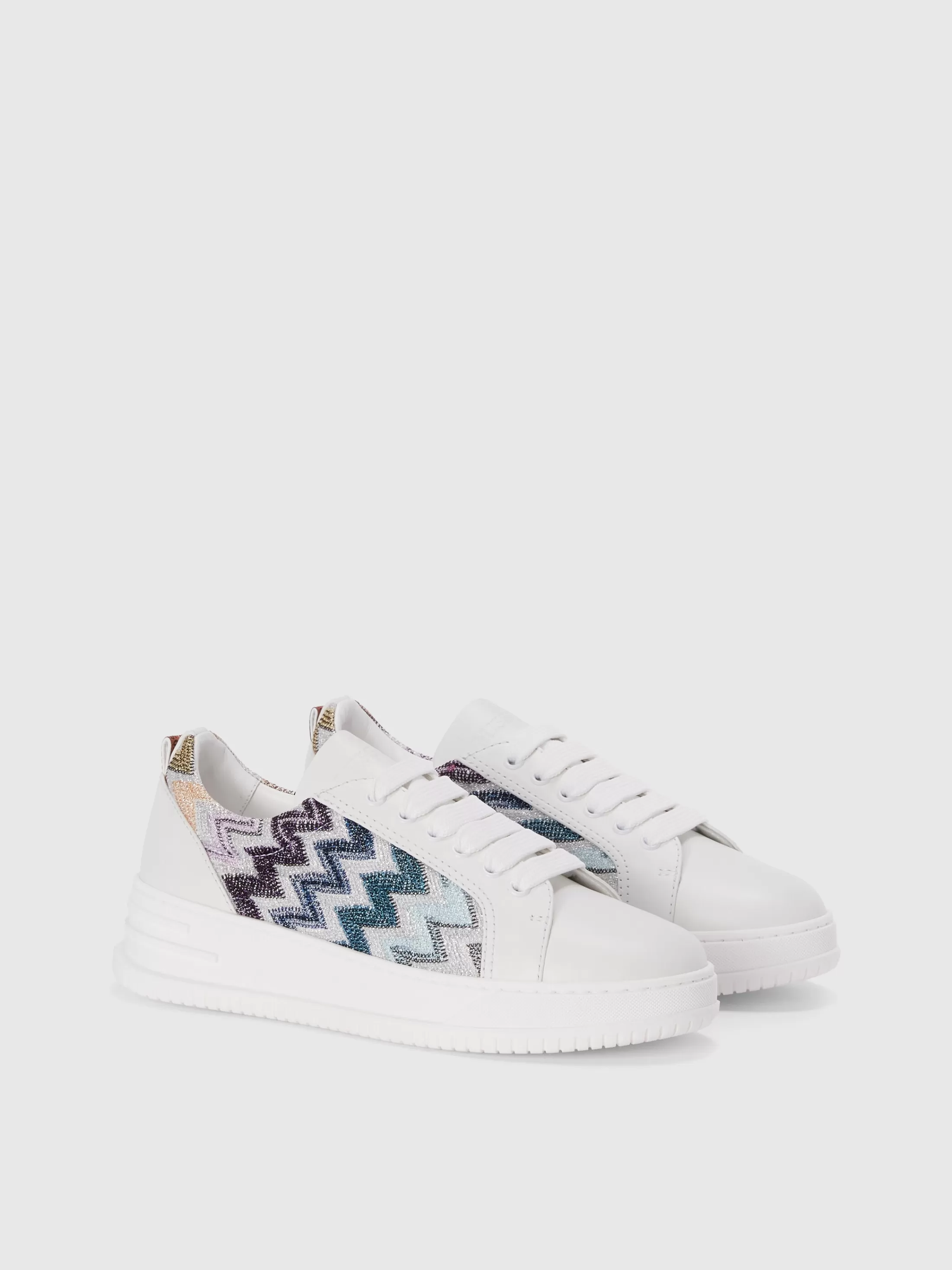 Clearance Leather sneakers with zigzag fabric insert Shoes