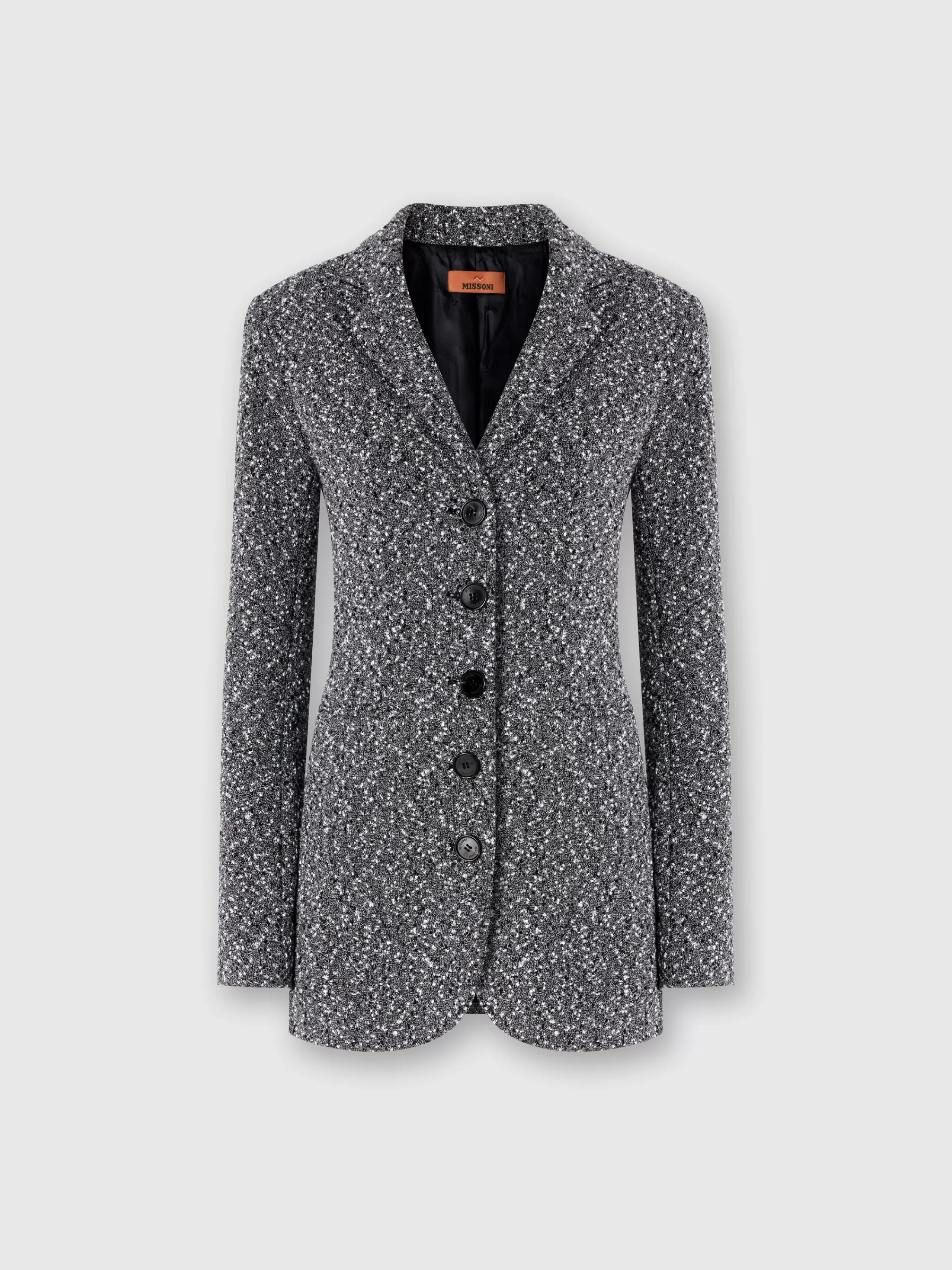 Online Long blazer in a mélange cotton blend Coats & Jackets