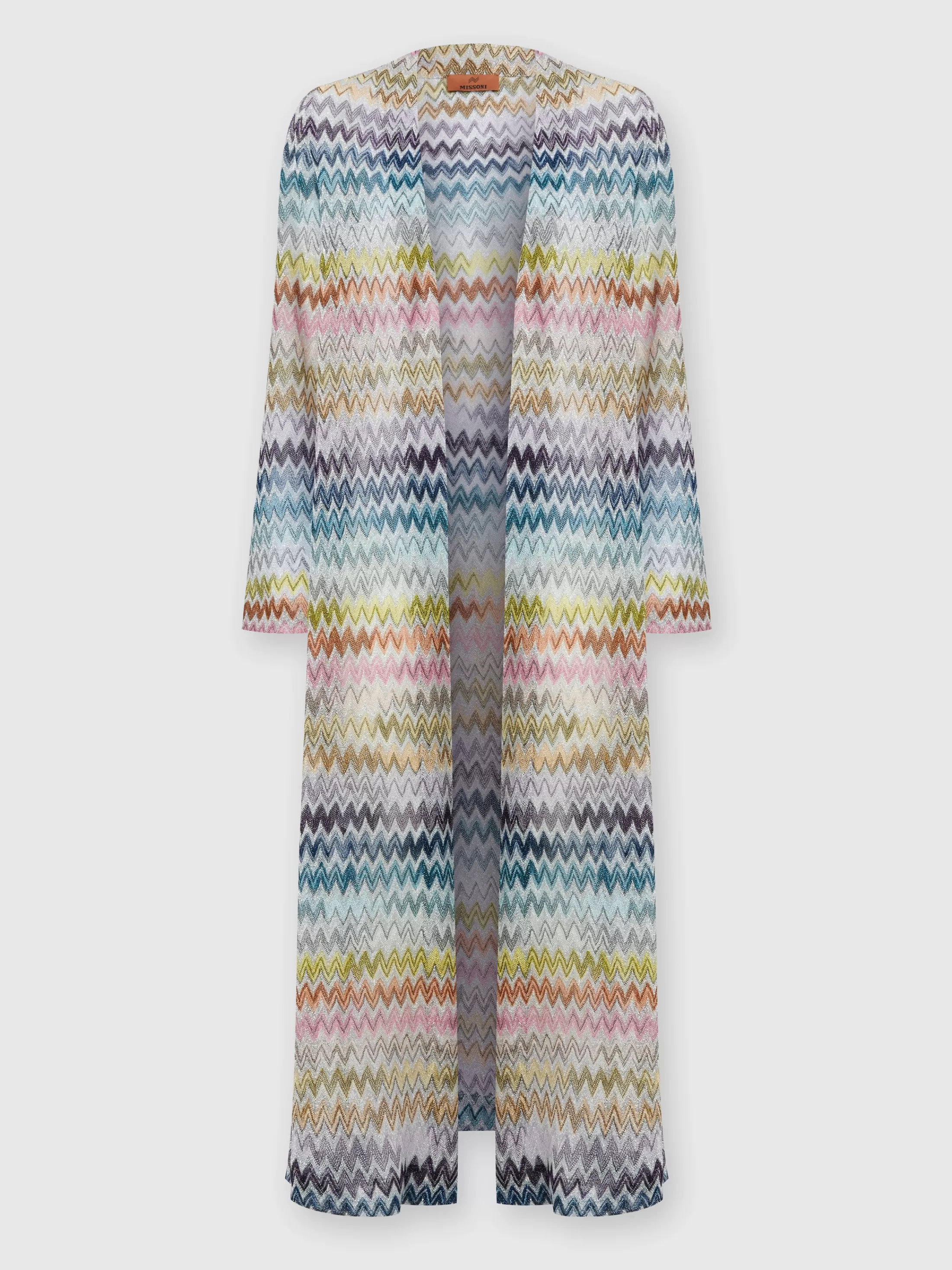 Sale Long cardigan in viscose blend zig zag lamé Knitwear