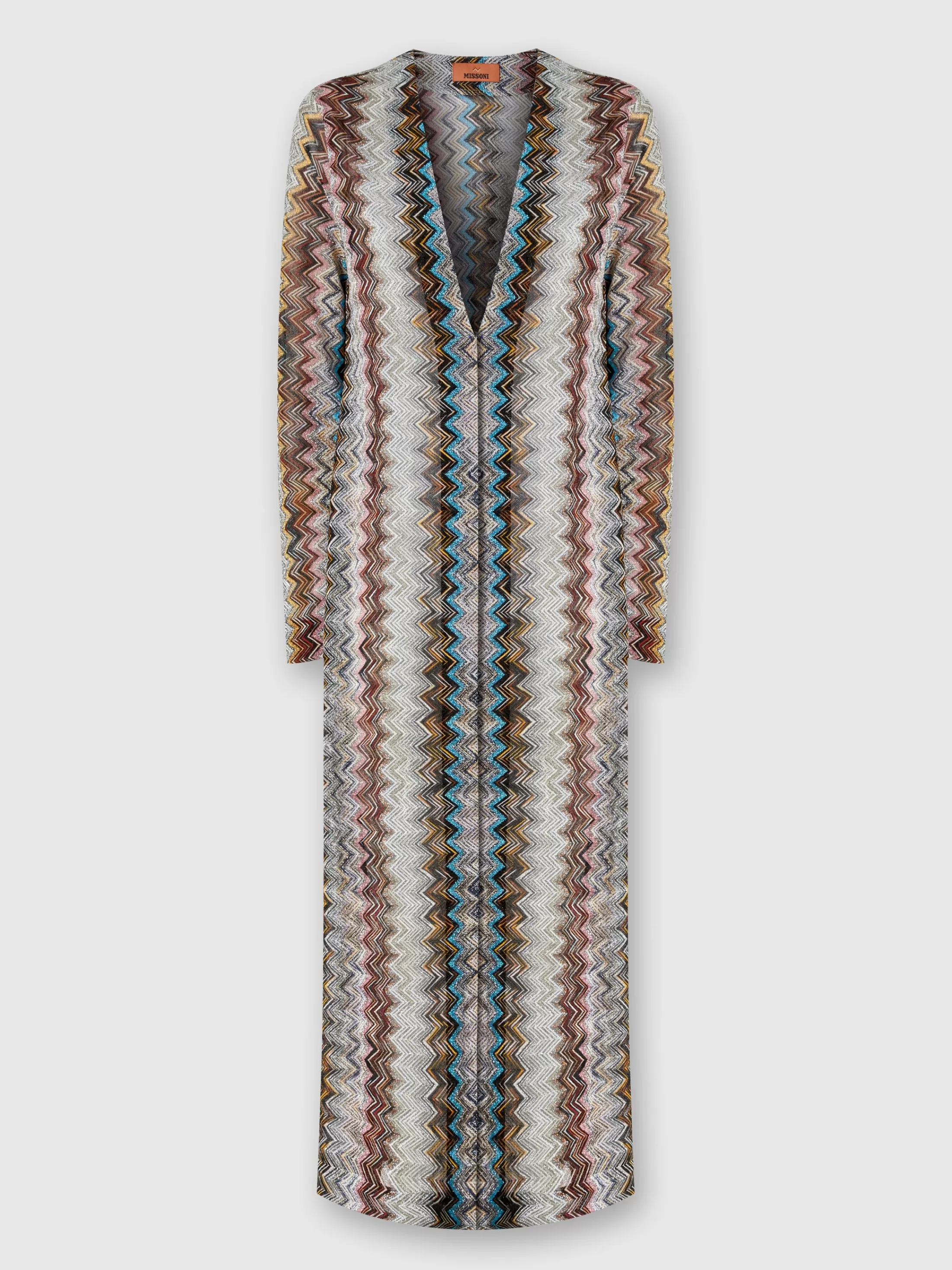 Online Long cardigan in viscose blend zig zag lamé Knitwear