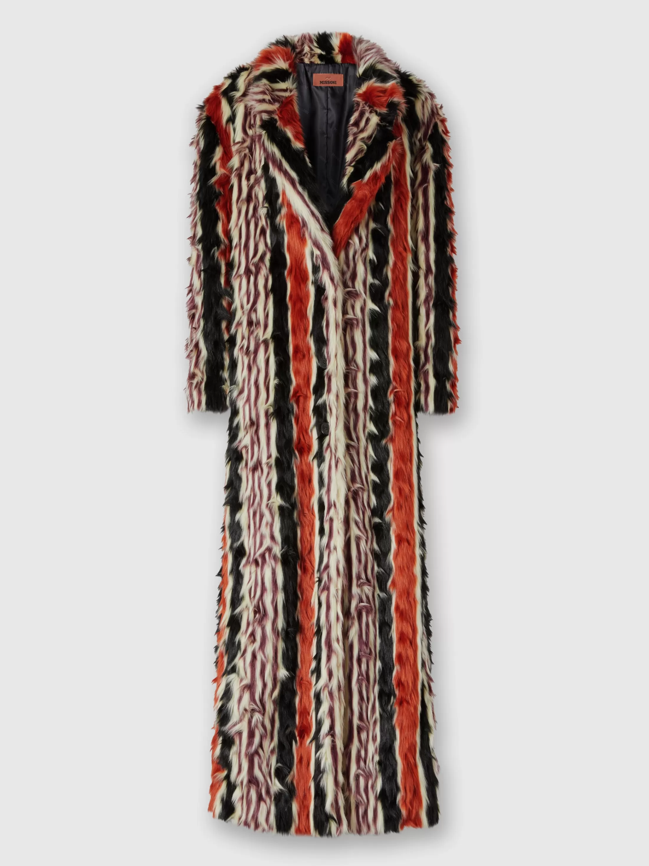 Clearance Long coat in striped faux fur Coats & Jackets