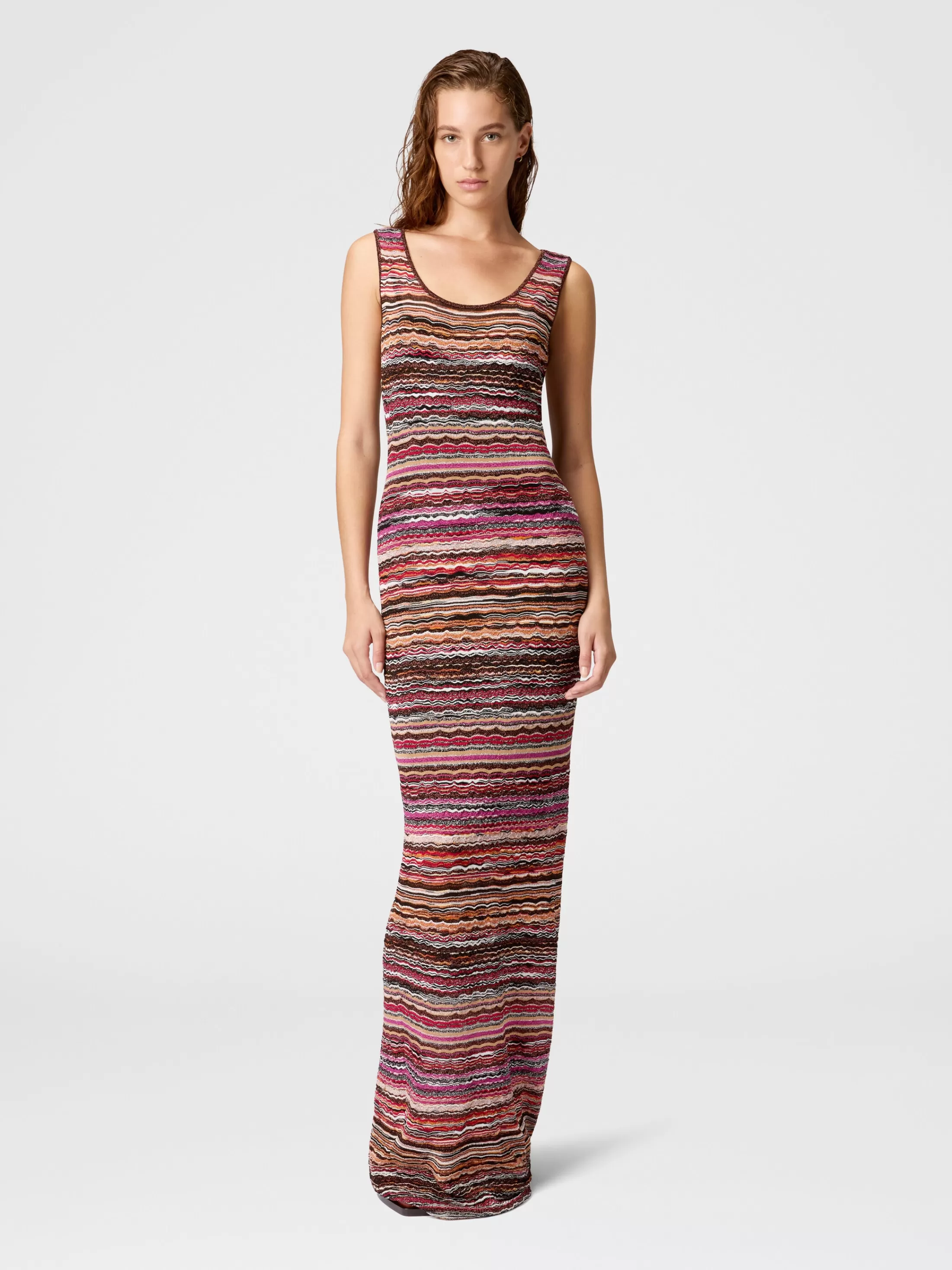 Best Long dress in lamé viscose with wave motif Dresses