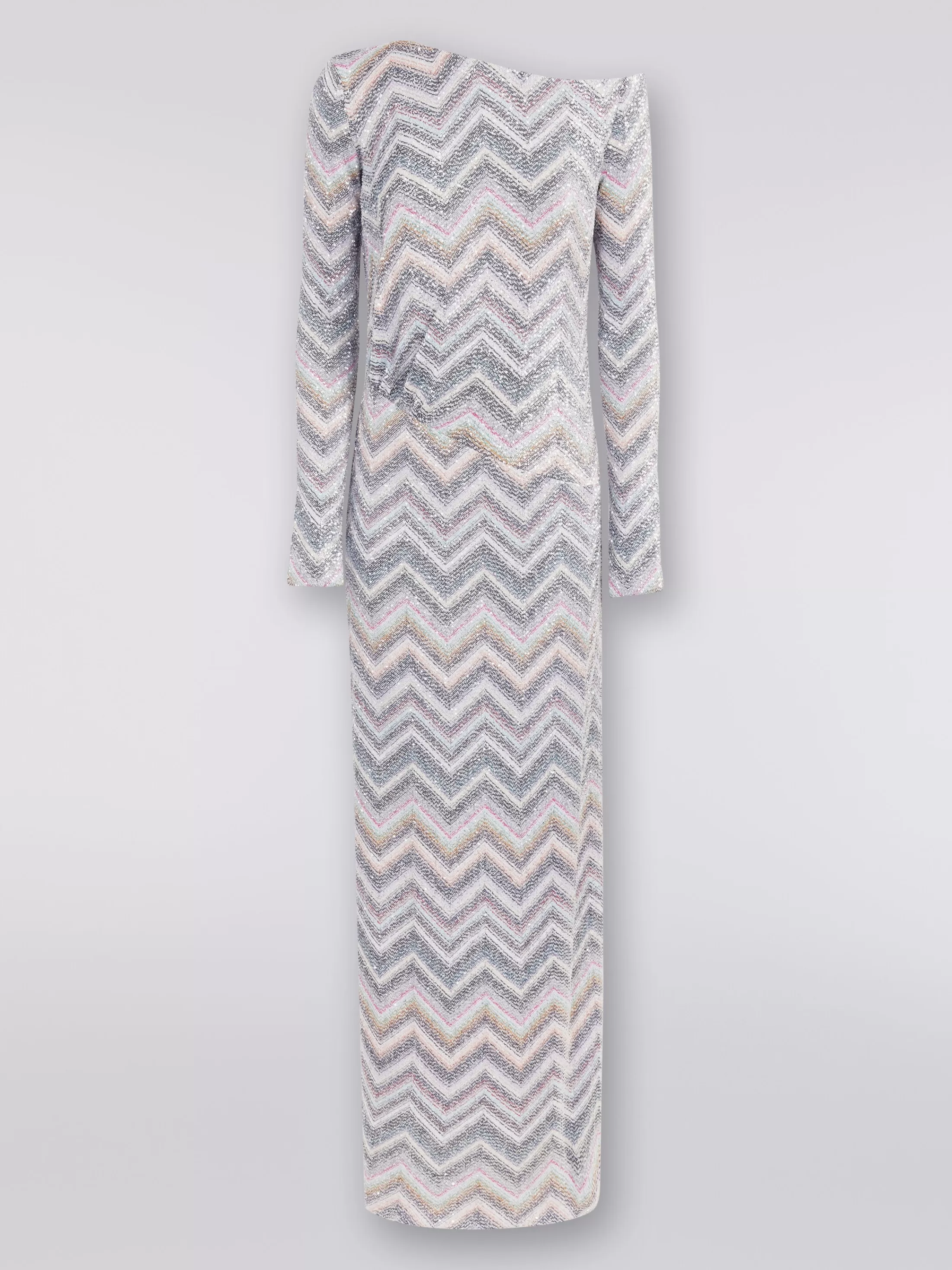 Shop Long dress in zigzag knit with sequin appliqué Dresses