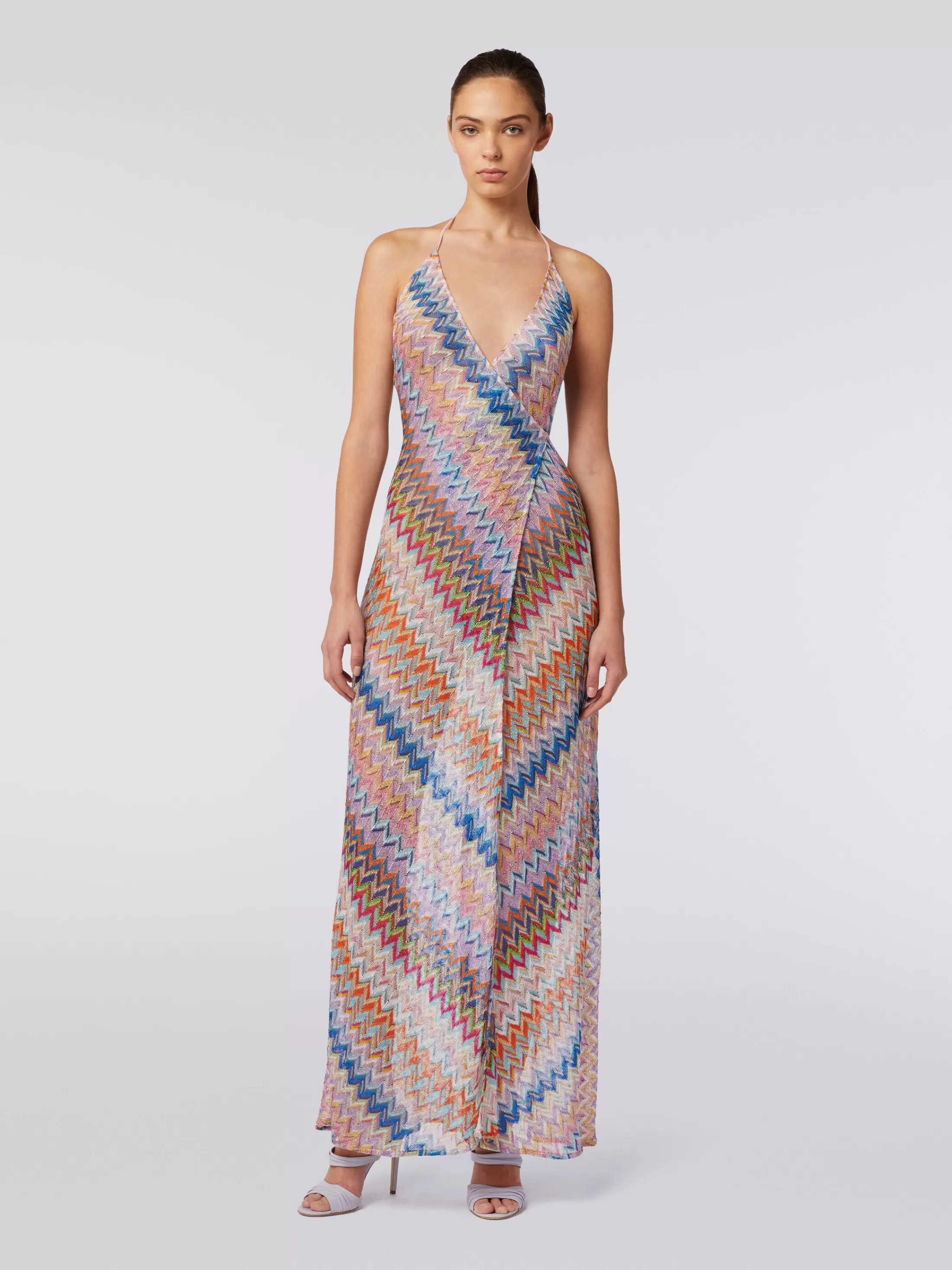 Best Long wrap-around cover-up with chevron pattern and lurex Beachwear | Beachwear