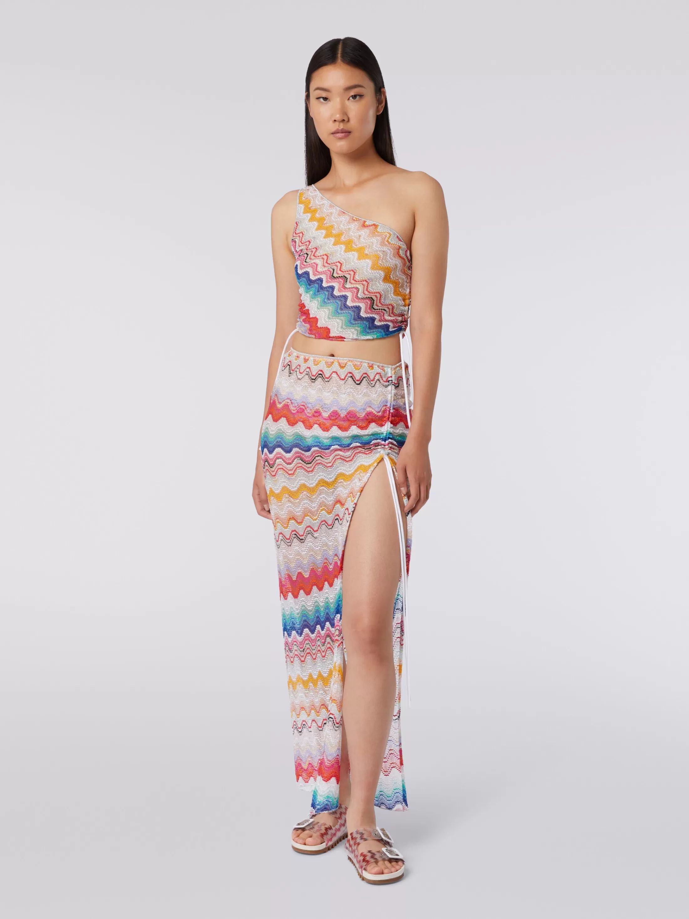 Best Long wrap-around wave motif skirt Beachwear | Beachwear