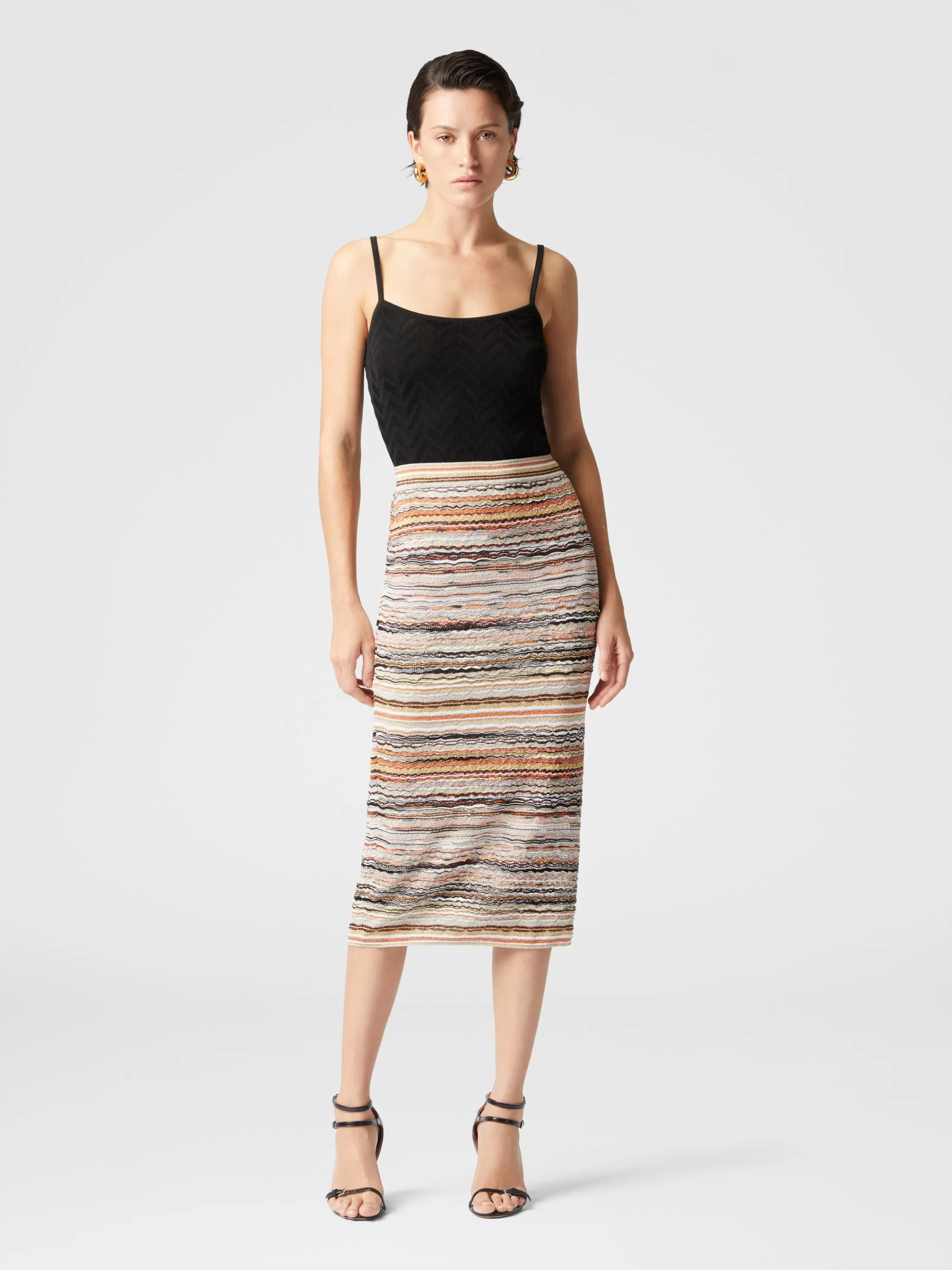 Shop Midi skirt in lamé embossed viscose with wave pattern Skirts