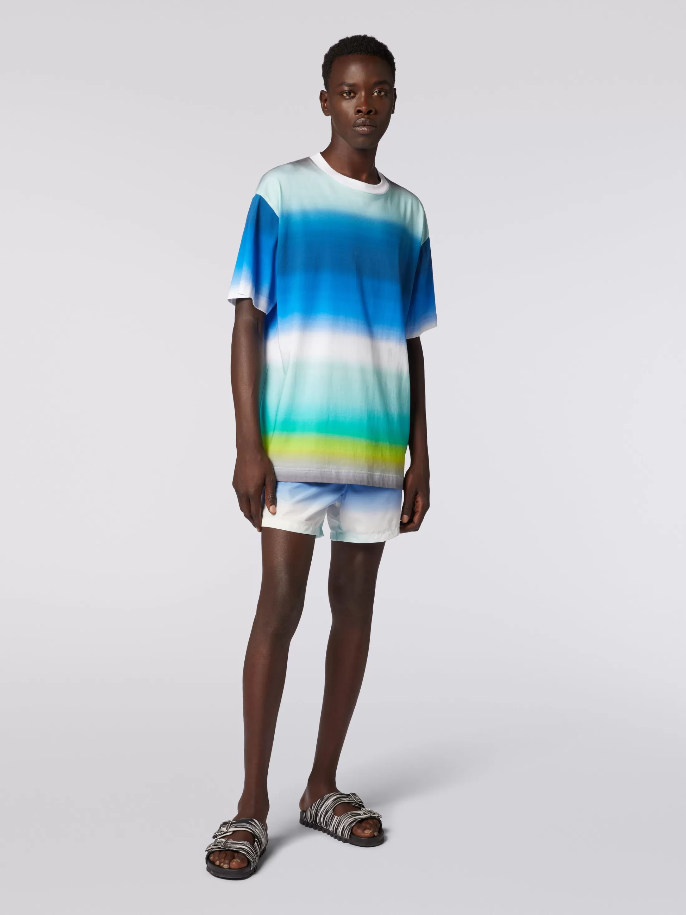 Online Oversized T-shirt in cotton with dégradé print Beachwear | Beachwear