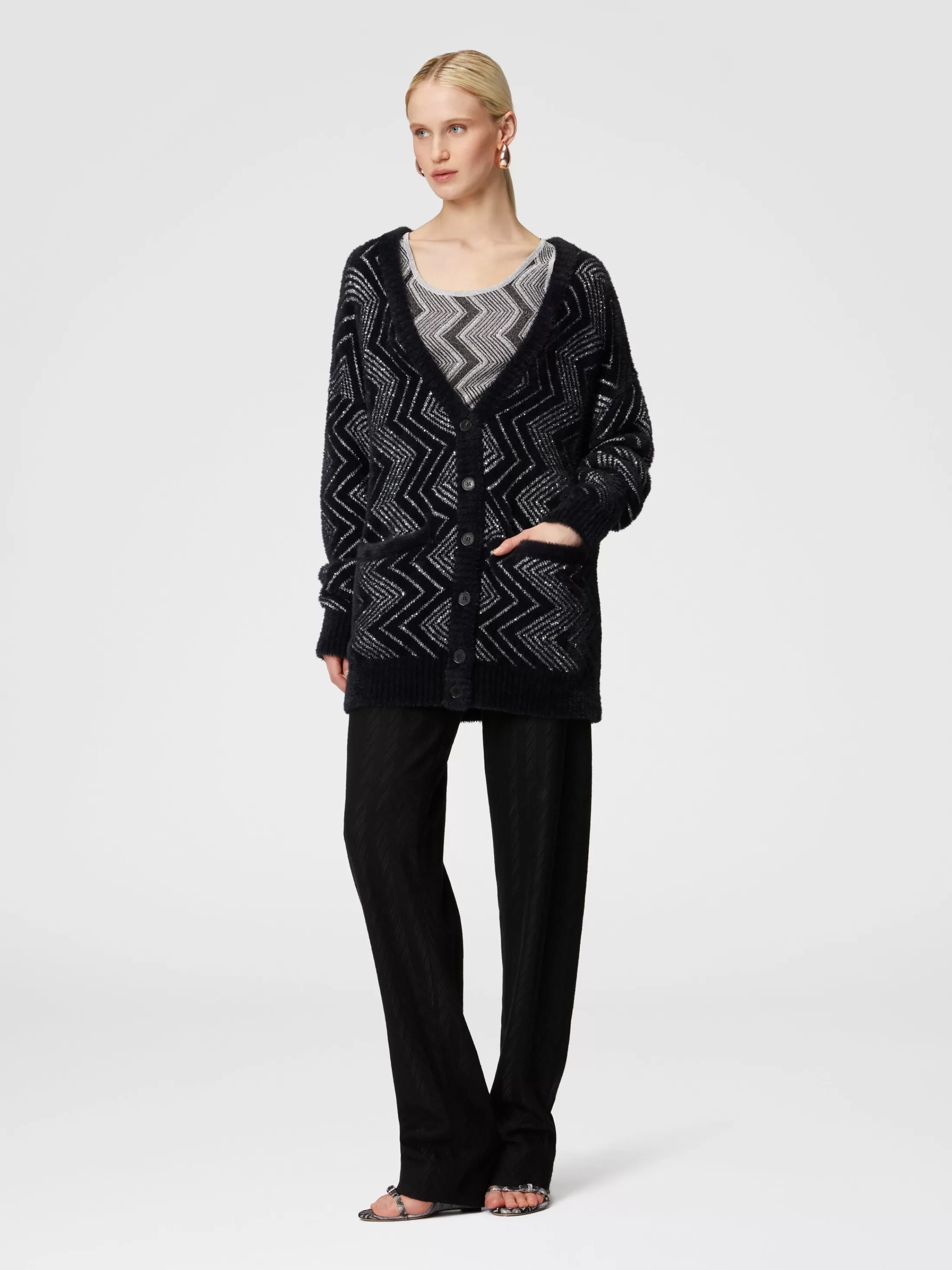 Best Sale Oversized zig zag cardigan with sequins Knitwear