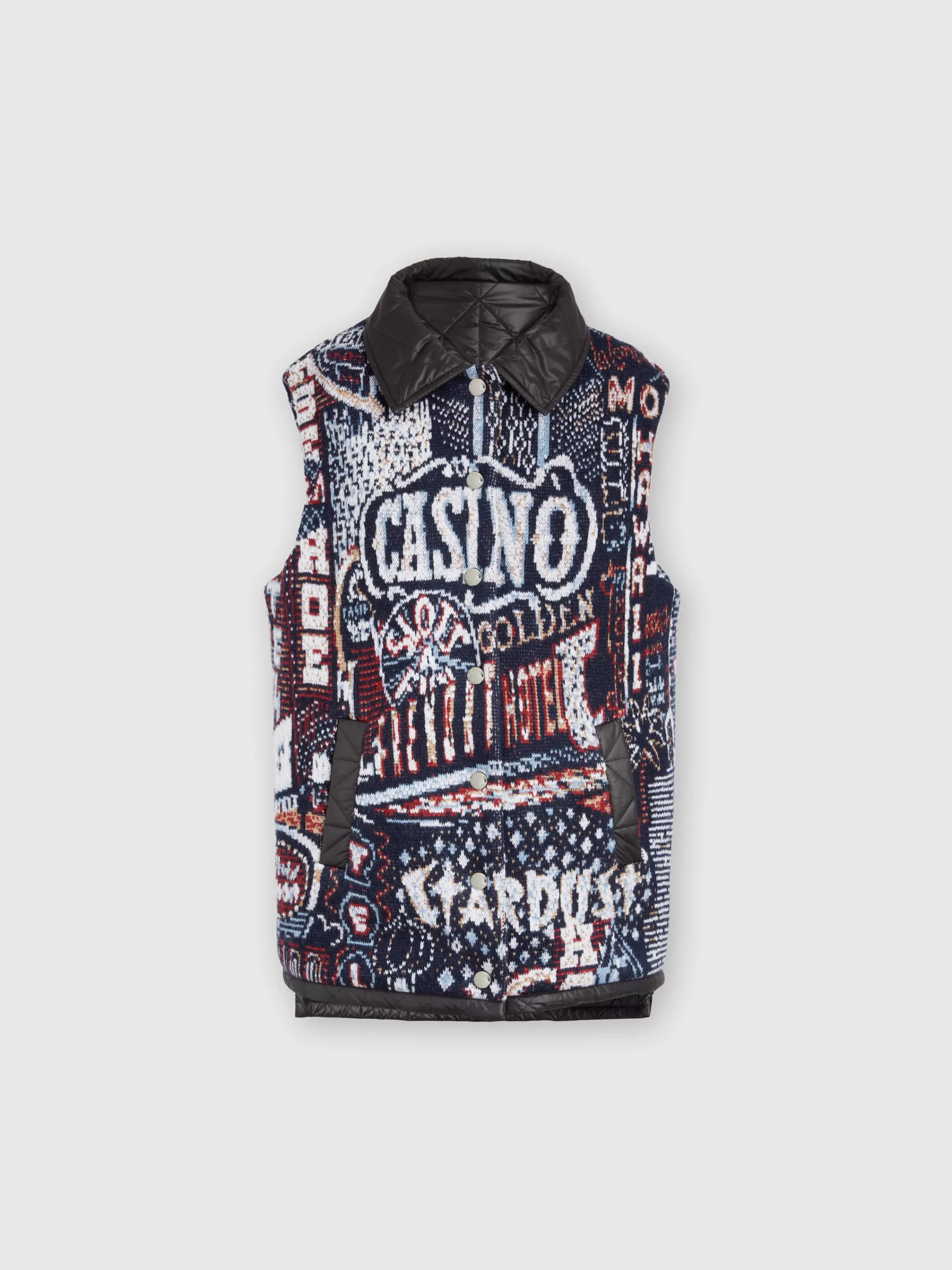 Fashion Reversible vest with stitching and lettering Coats & Jackets