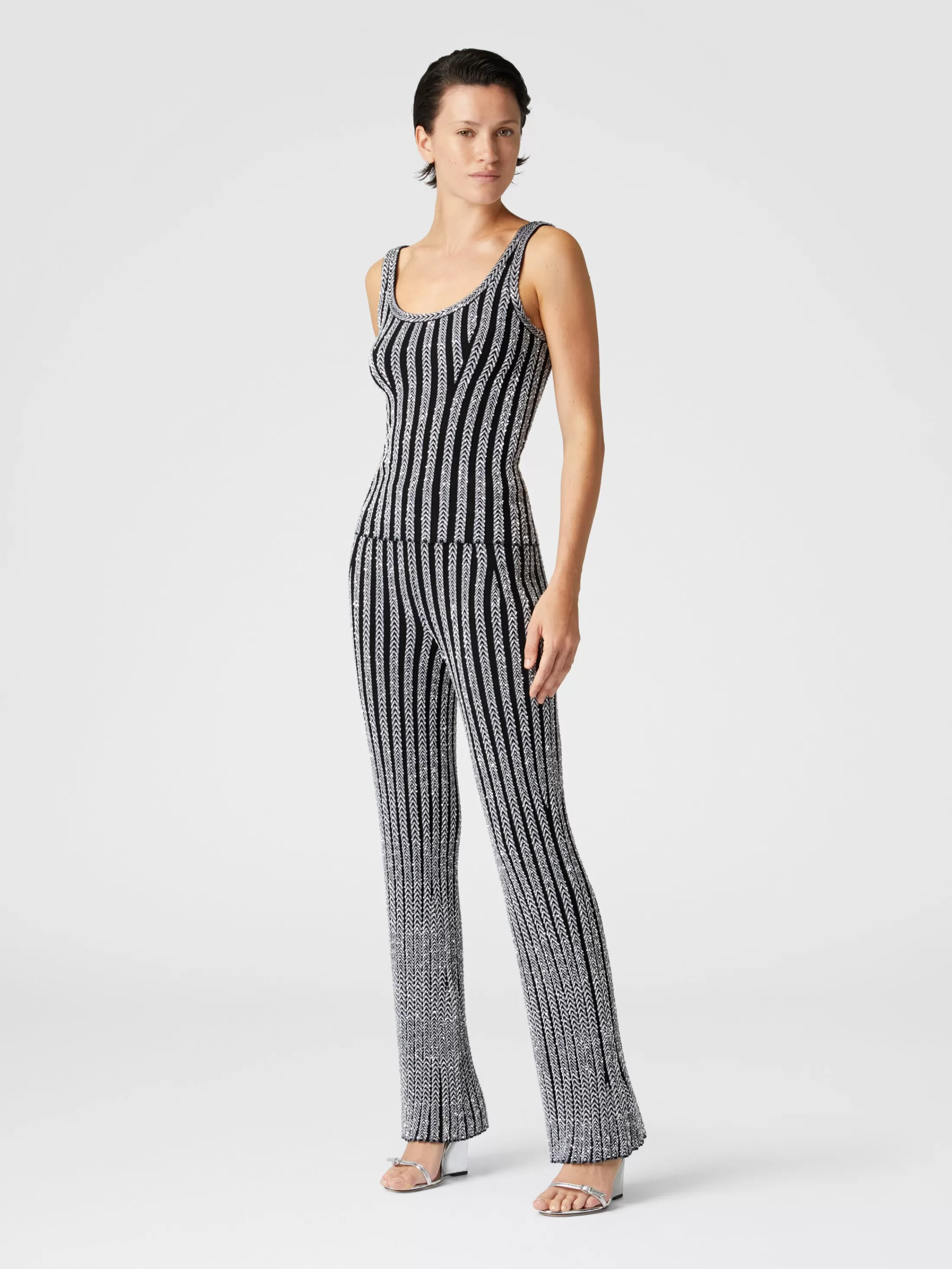 Best Ribbed flare zig zag trousers with sequins Trousers