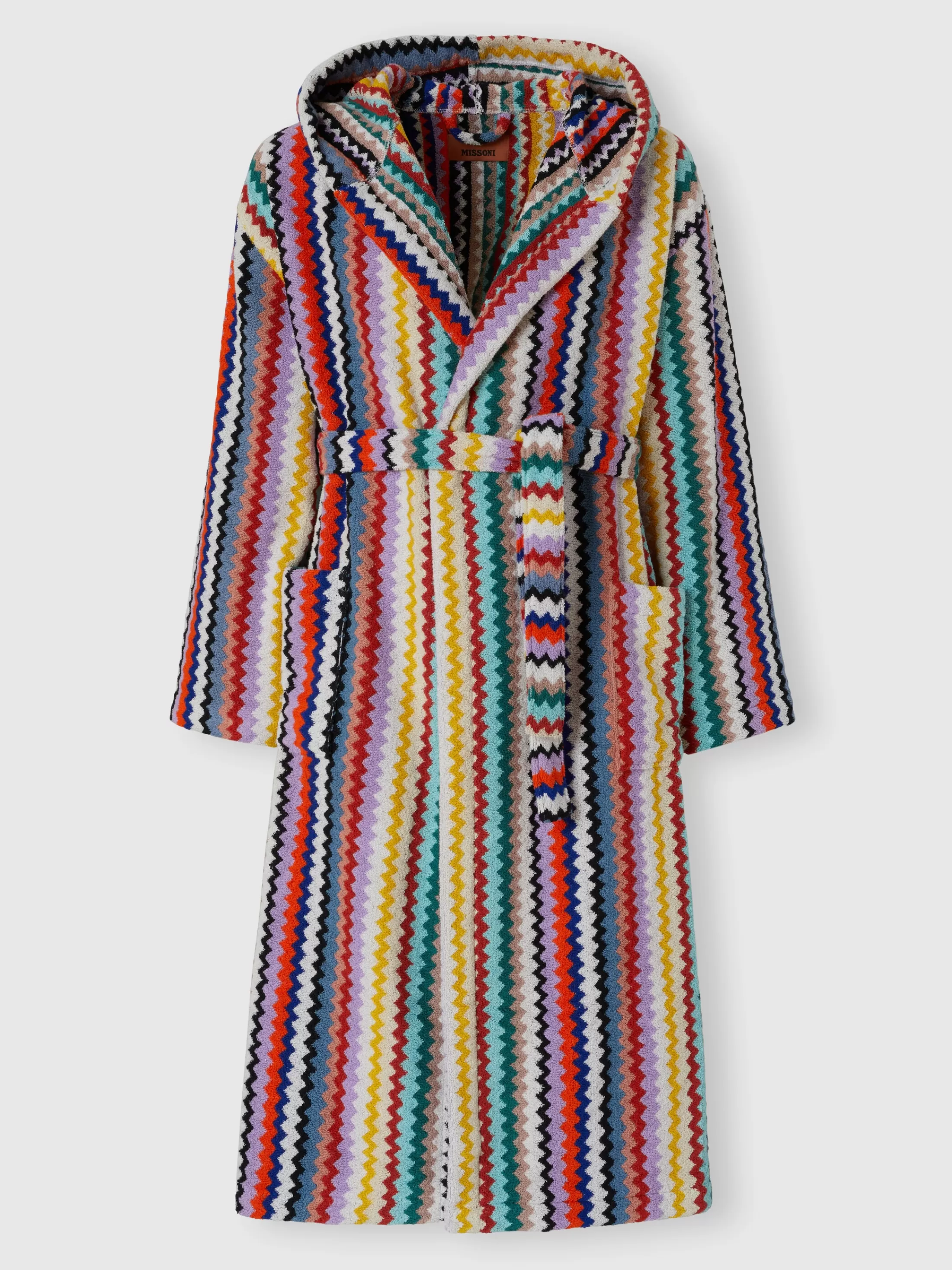 Flash Sale Riverbero bathrobe in cotton terry with zigzag pattern Bath | Bathrobes