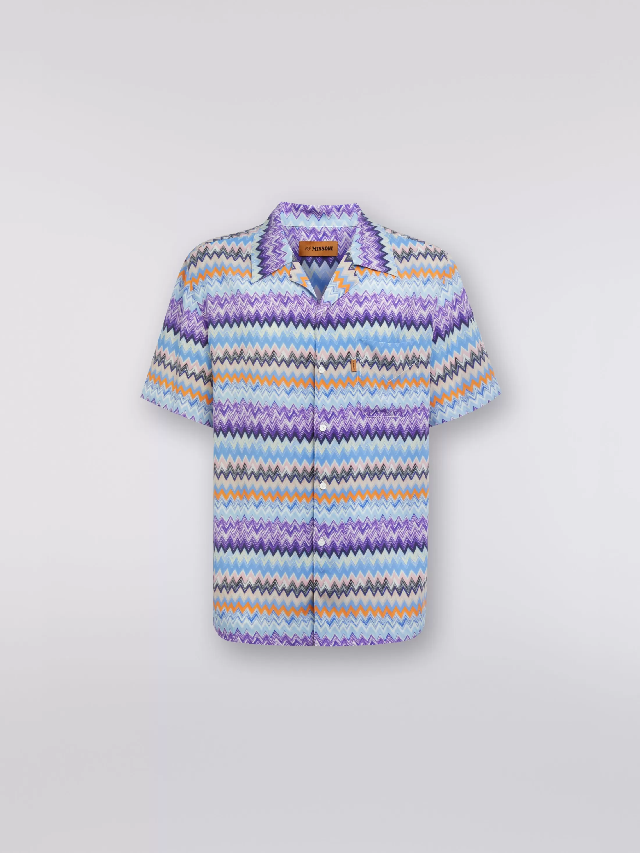 Cheap Short-sleeved chevron viscose bowling shirt Beachwear | Beachwear