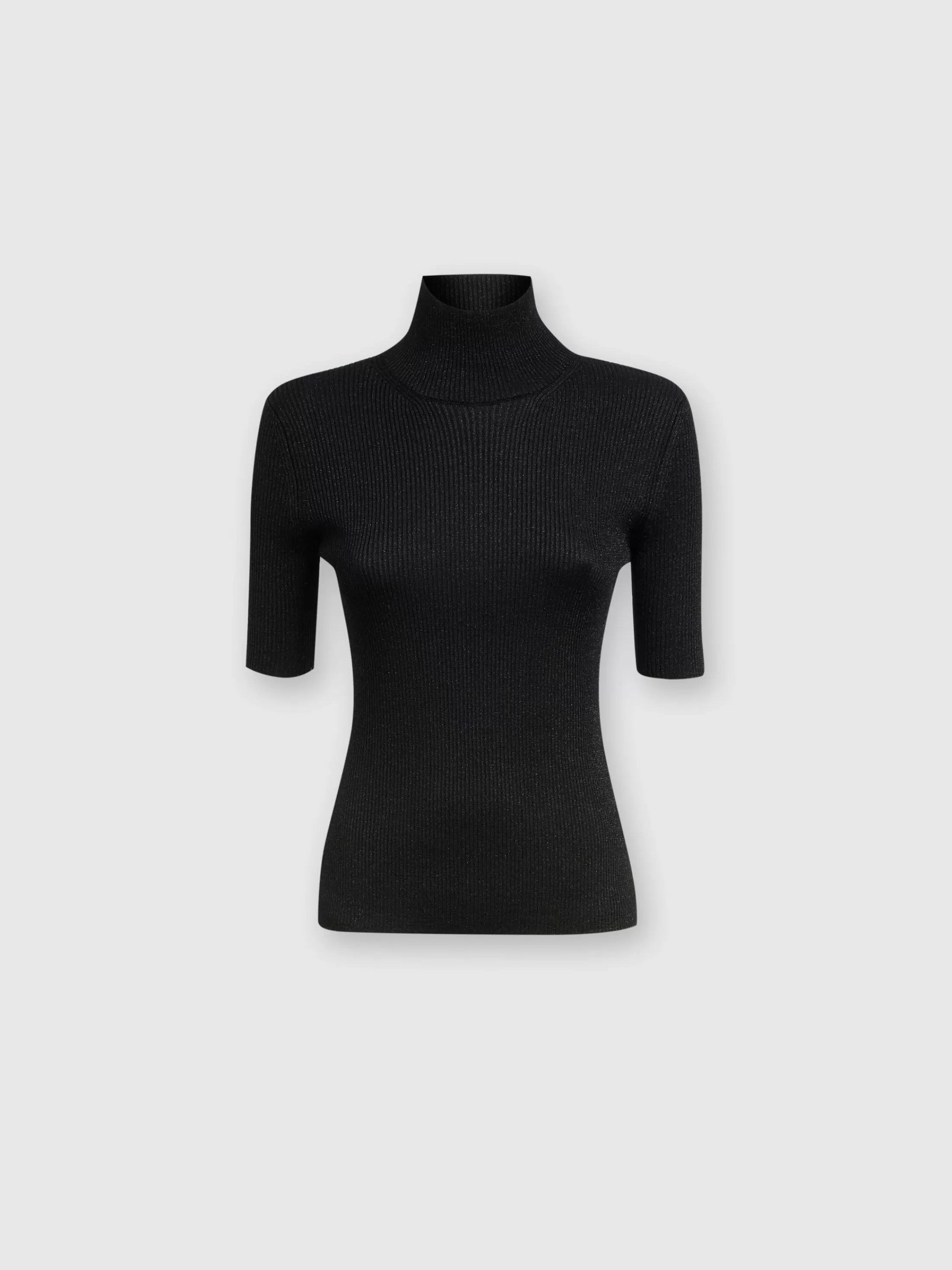 Best Sale Short-sleeved turtleneck in glitter-effect viscose T-Shirts And Tops | Knitwear