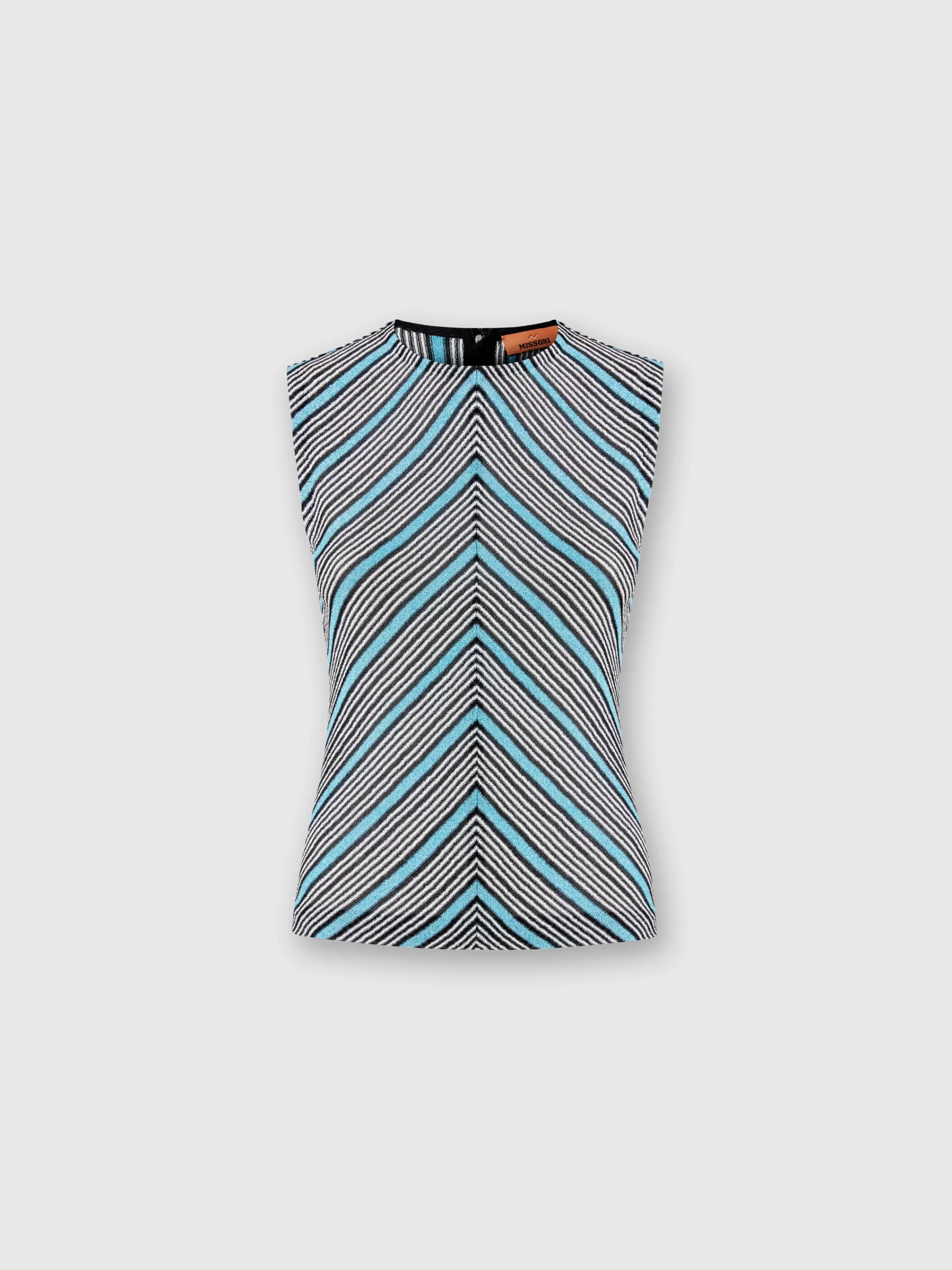 Best Sale Sleeveless top in lamé striped viscose T-Shirts And Tops