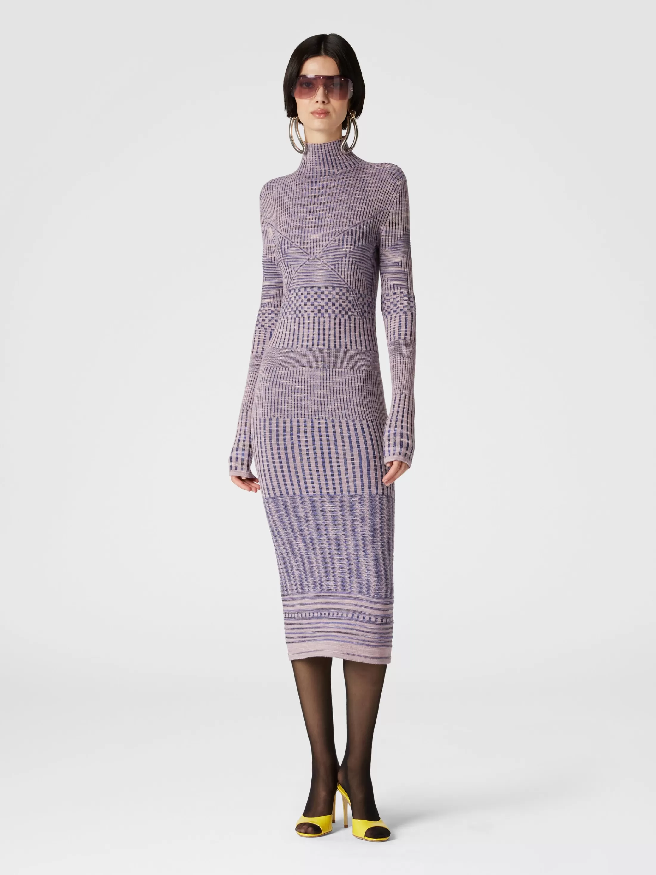 Discount Slub wool turtleneck midi dress Dresses