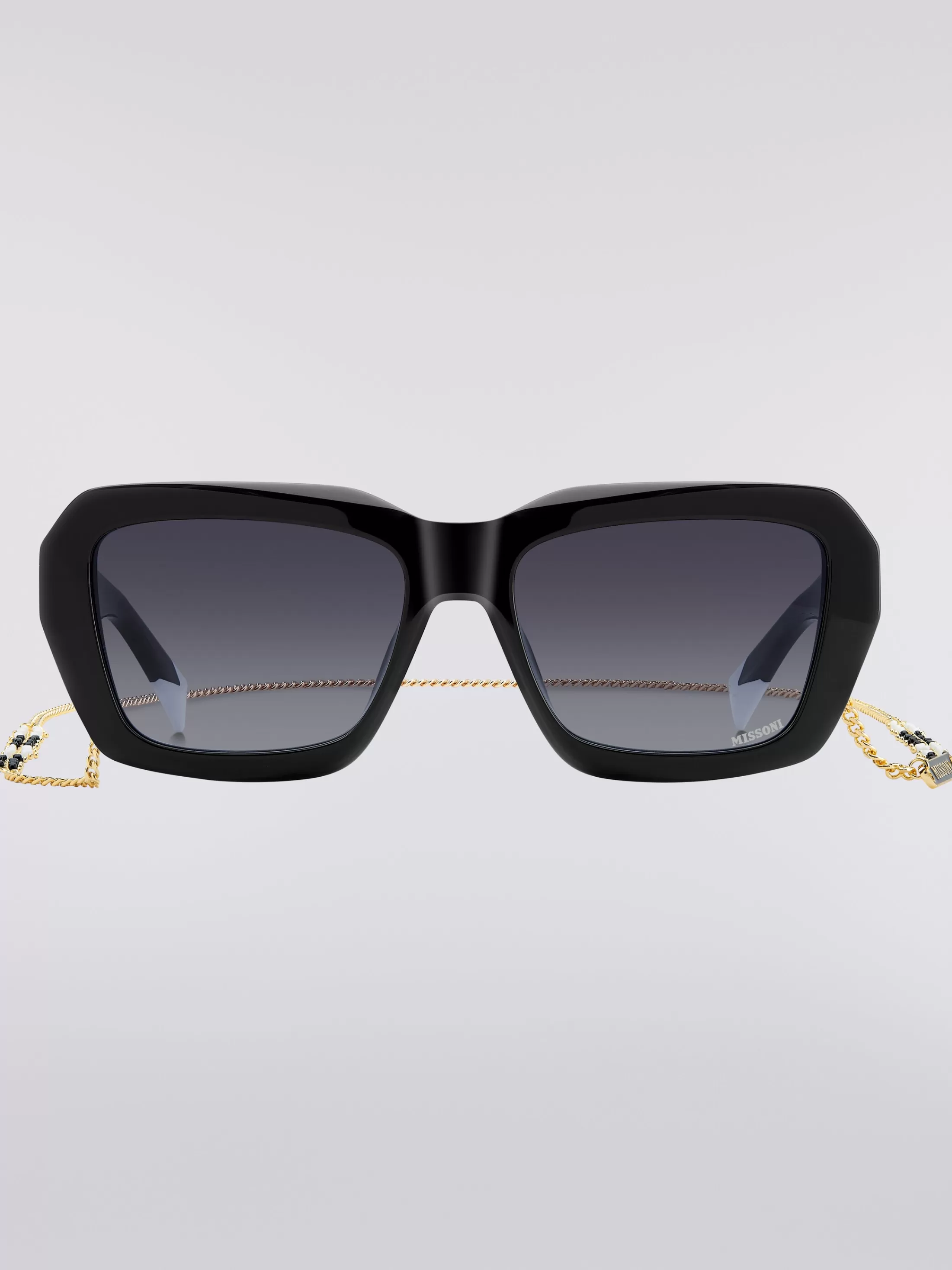 Sale Square acetate sunglasses with a metal chain Sunglasses