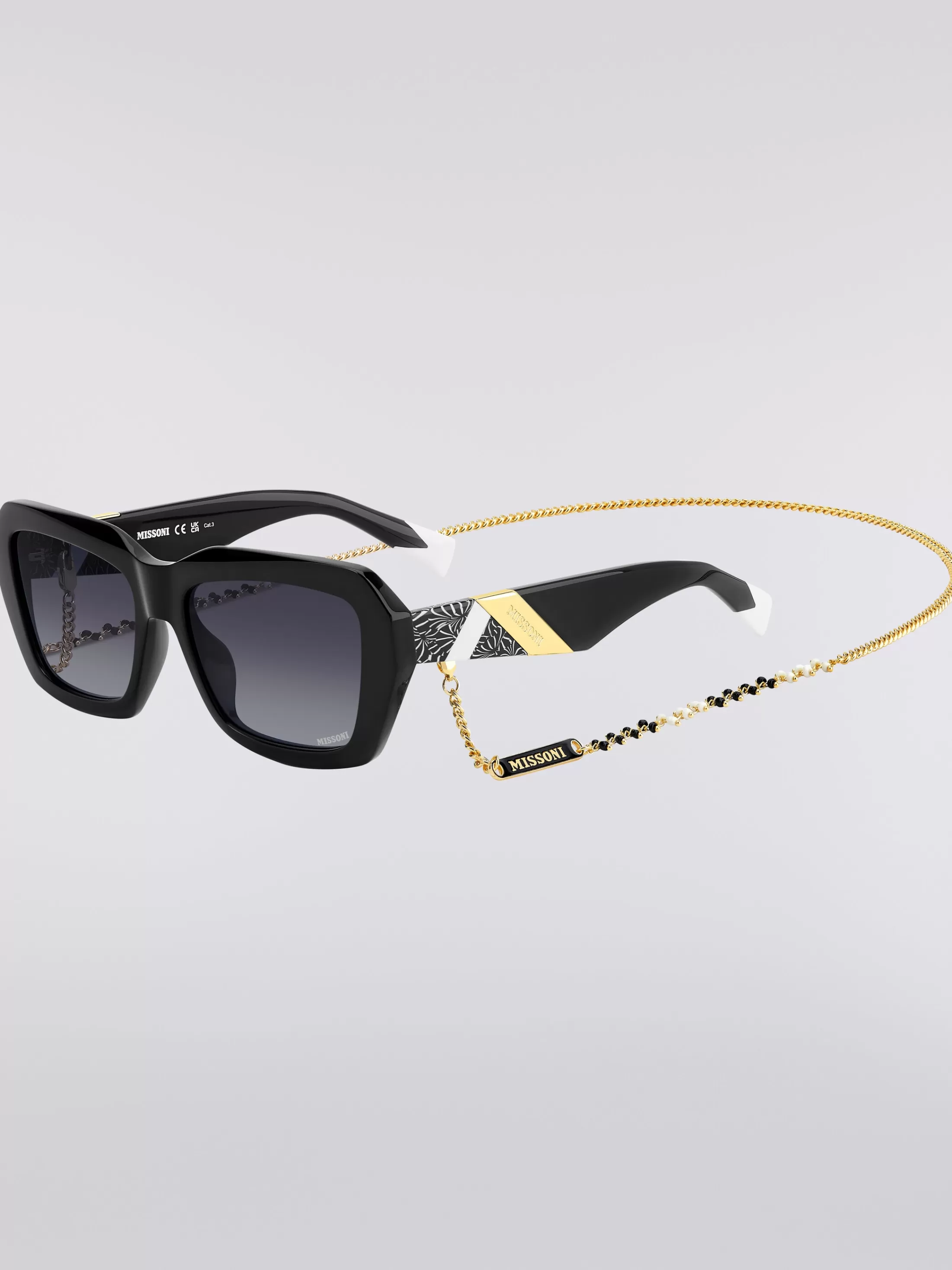 Sale Square acetate sunglasses with a metal chain Sunglasses