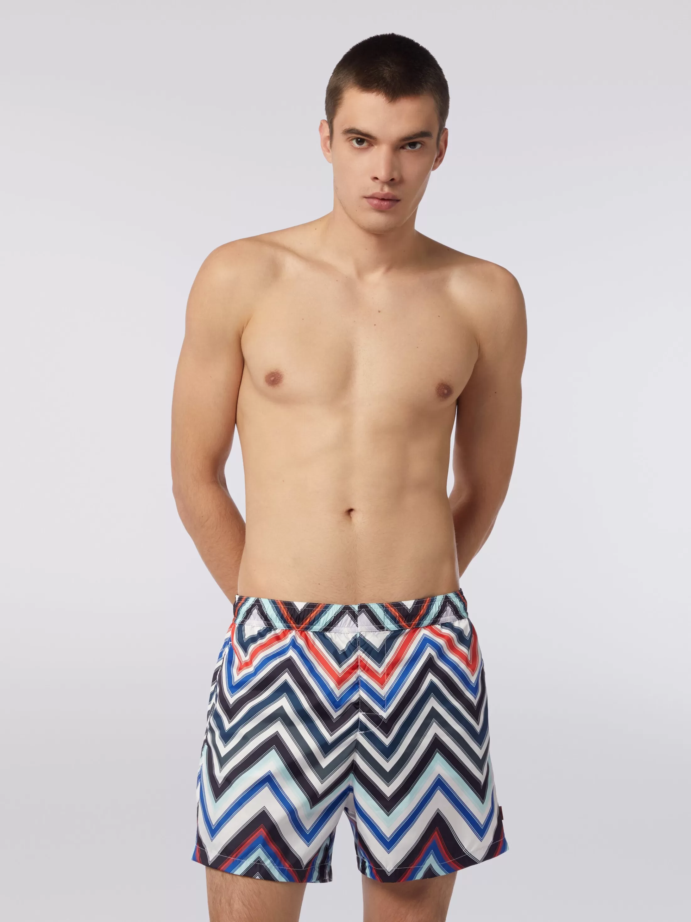 Flash Sale Swimming trunks in nylon with large gradated zigzag Swimming Trunks | Swimsuits