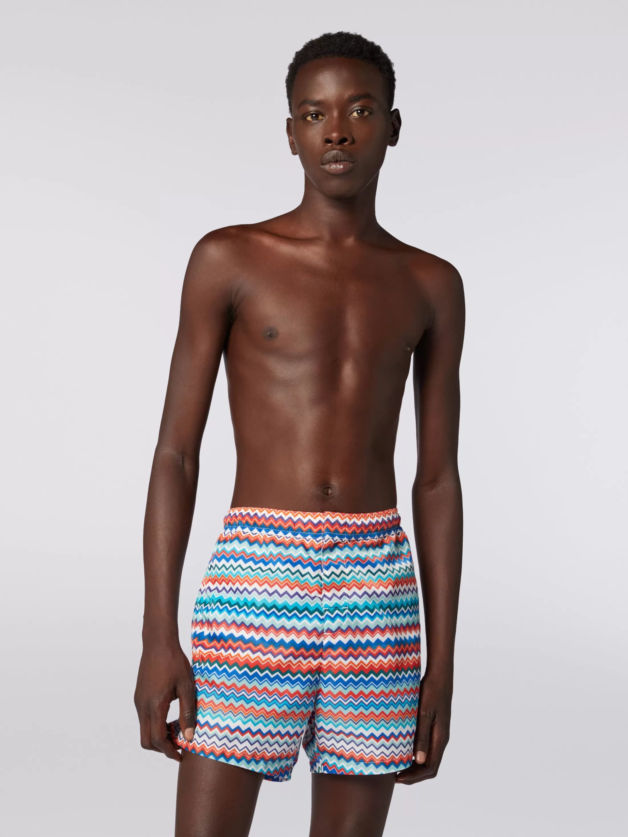 Fashion Swimming trunks in zigzag print nylon Beachwear | Swimming Trunks