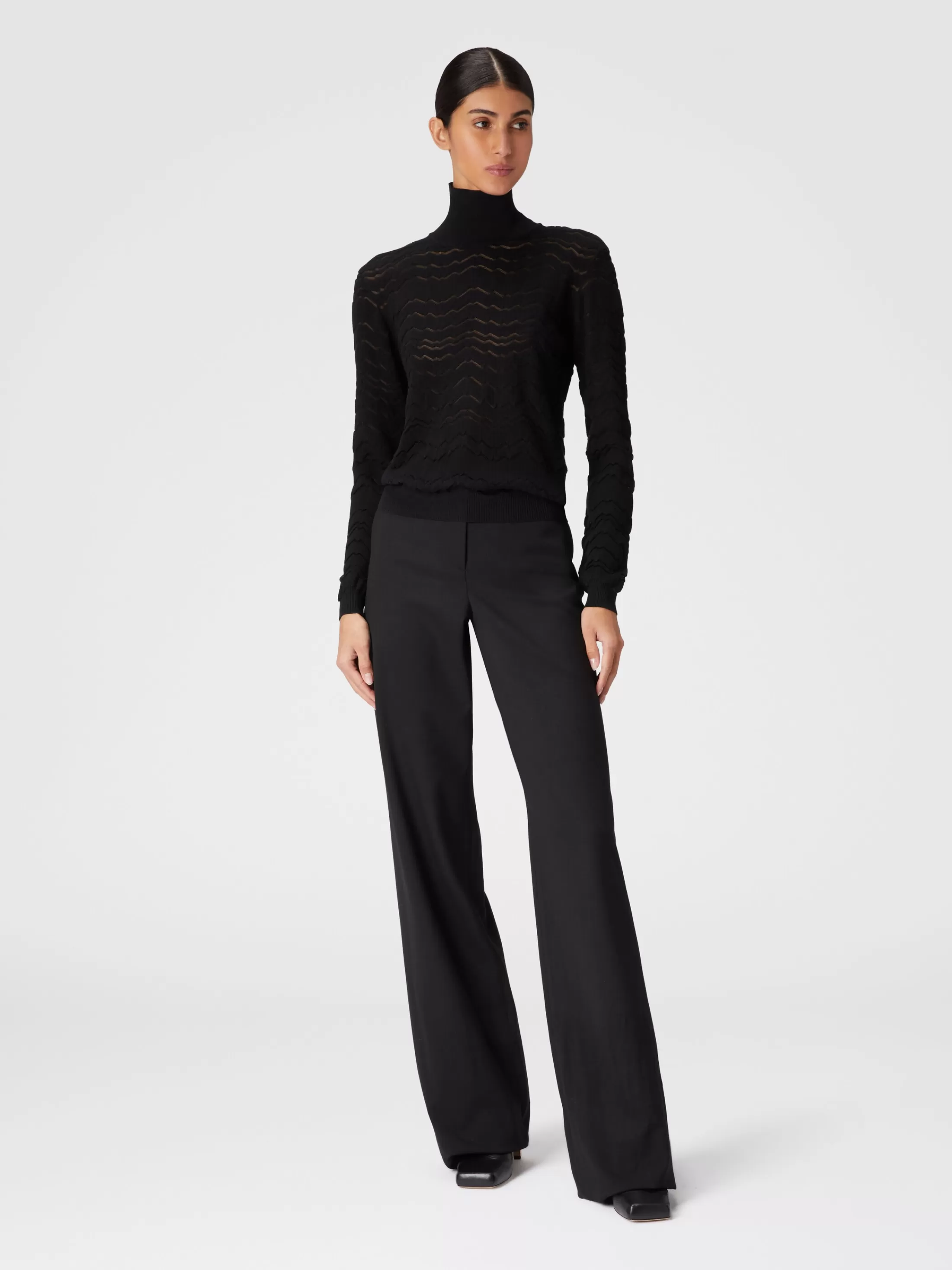 Clearance Viscose and wool turtleneck with tone-on-tone zigzag Knitwear