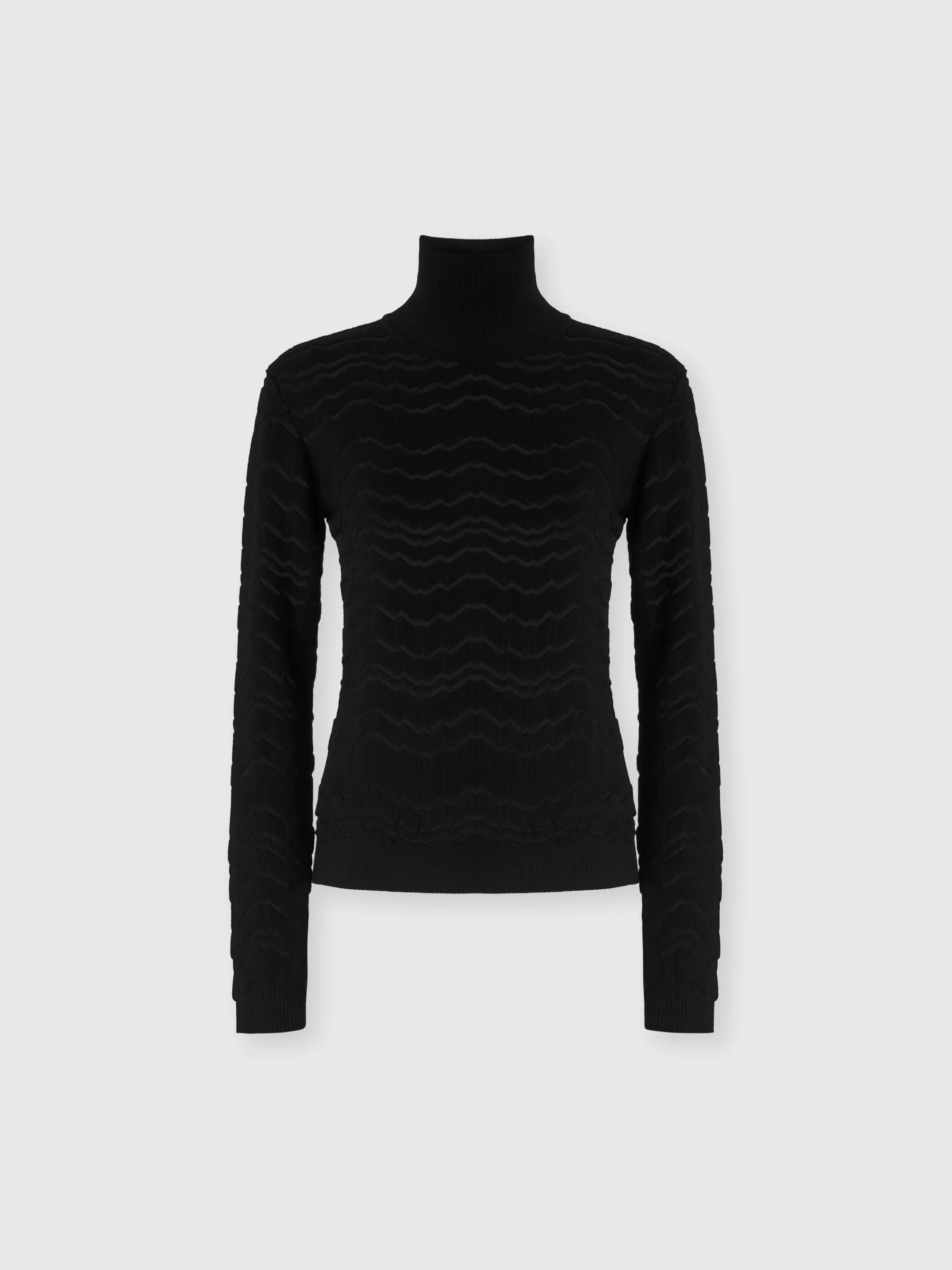 Clearance Viscose and wool turtleneck with tone-on-tone zigzag Knitwear