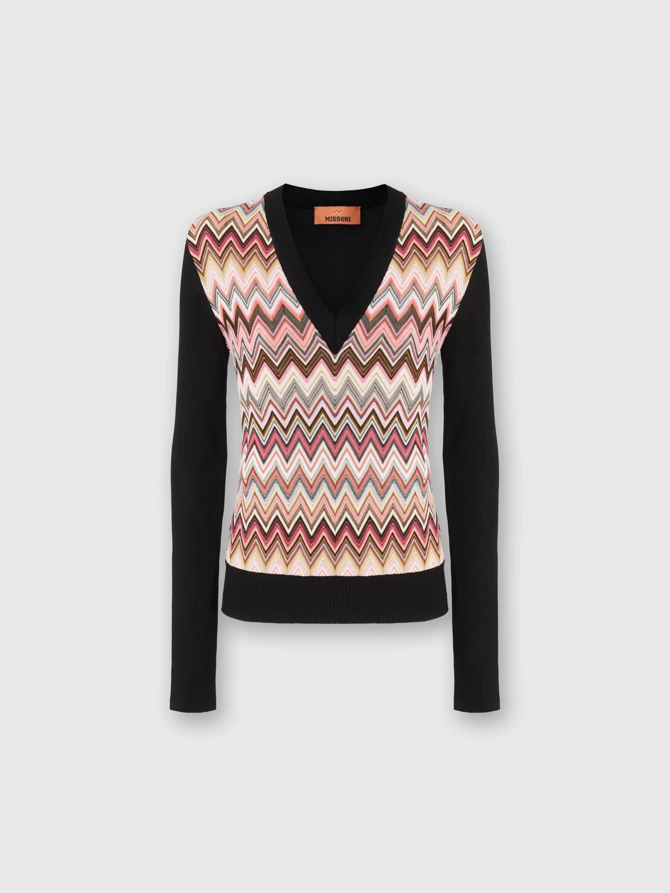 Clearance Viscose-blend sweaters with chevron insert and V-neck Knitwear