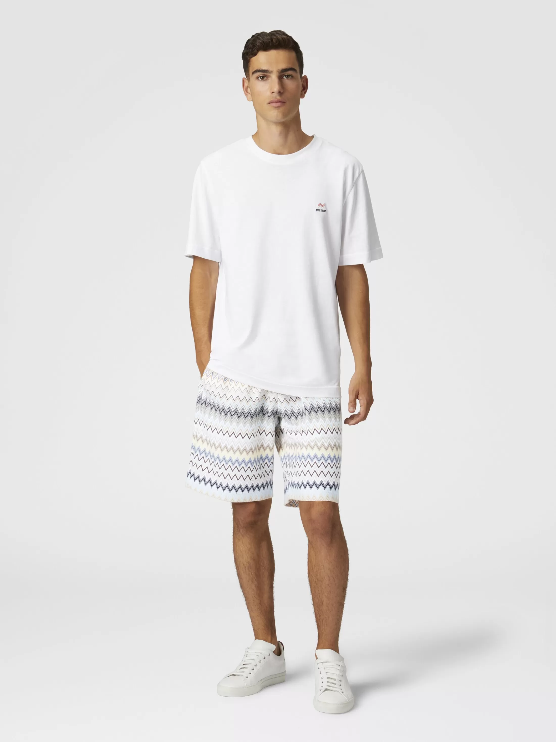 Shop Zig zag cotton Bermuda shorts Trousers