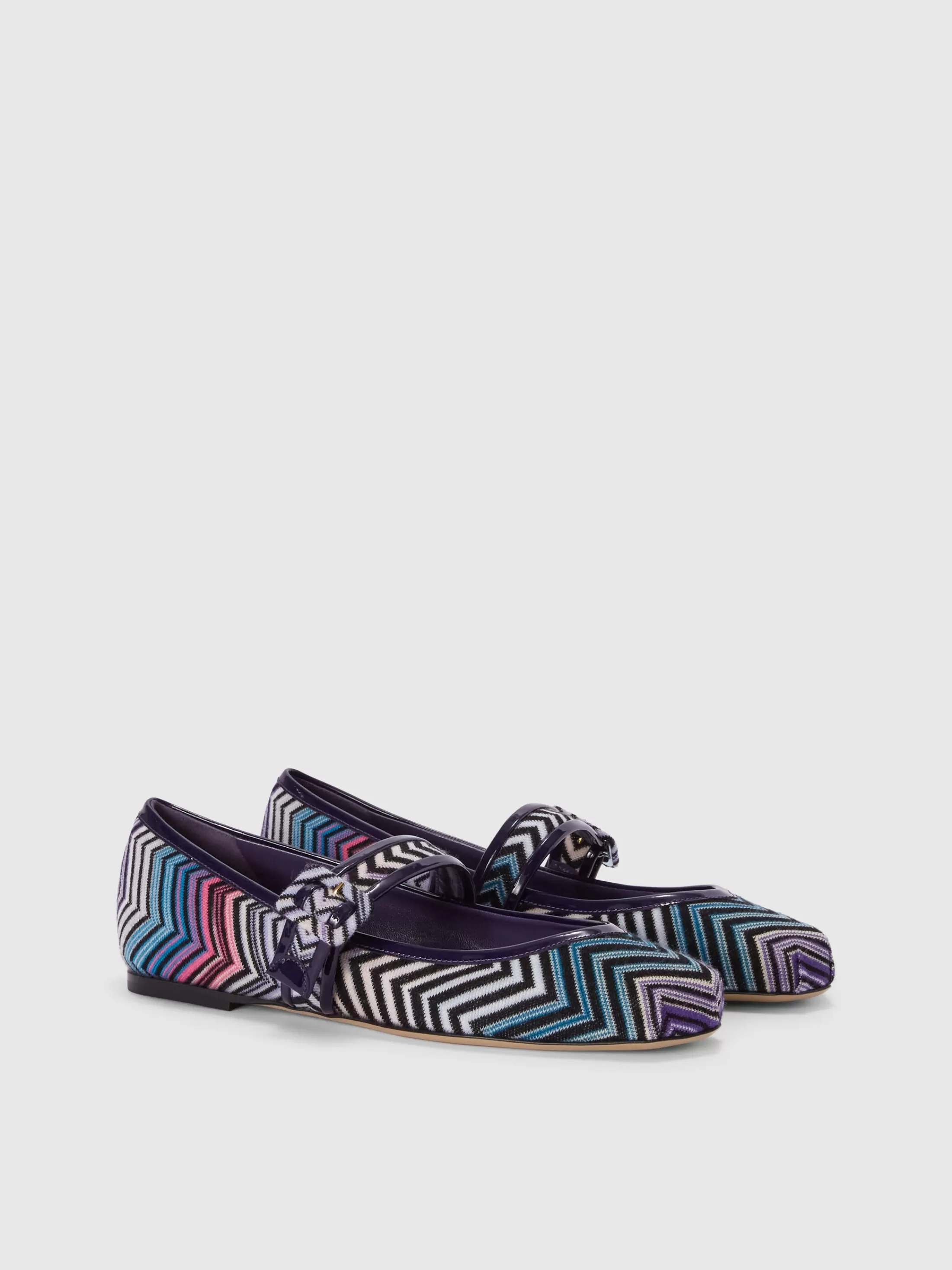 Cheap Zig zag fabric ballet flats with strap Shoes