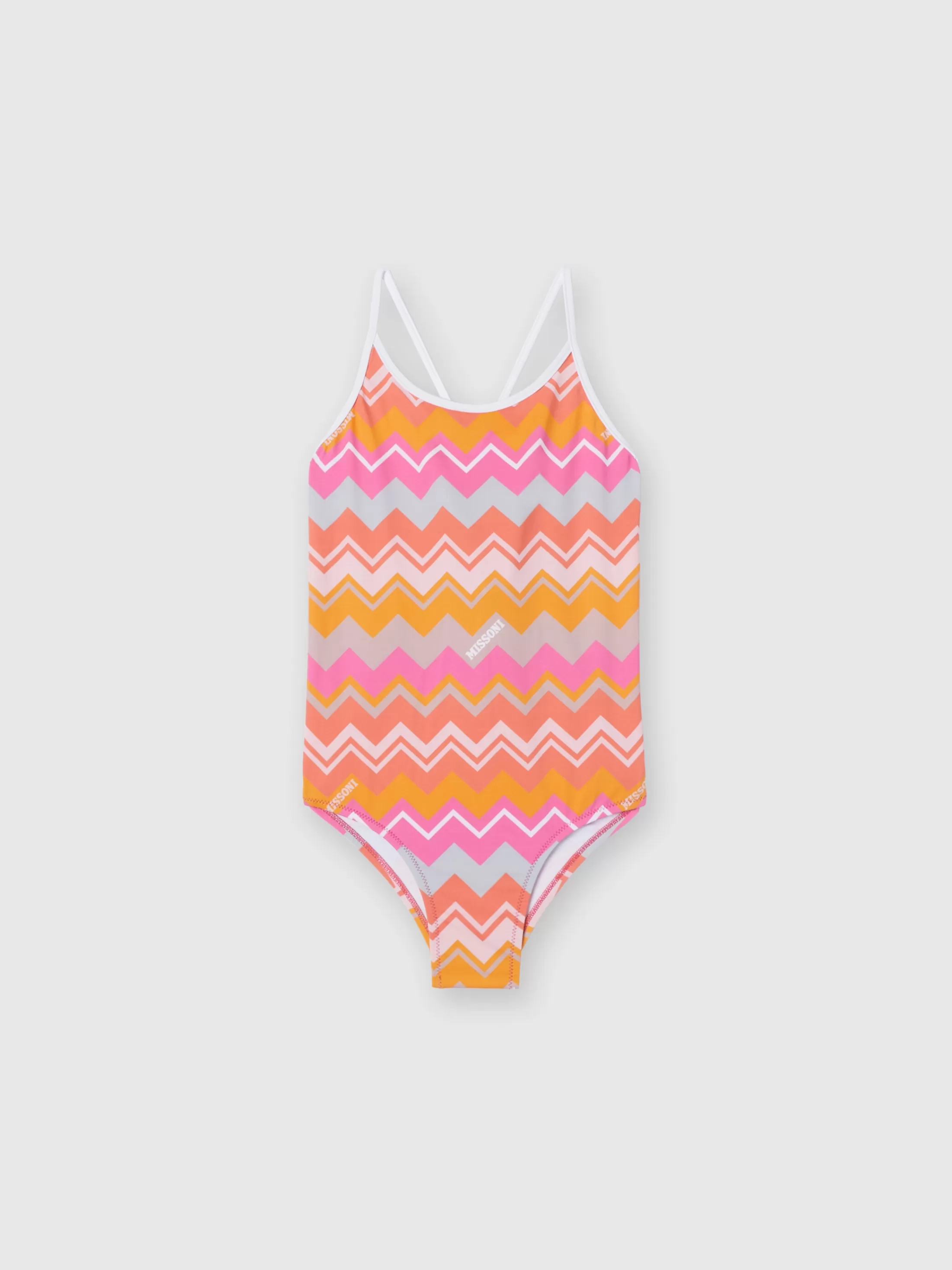 Fashion Zig zag print one-piece swimsuit with logo Kids Clothing