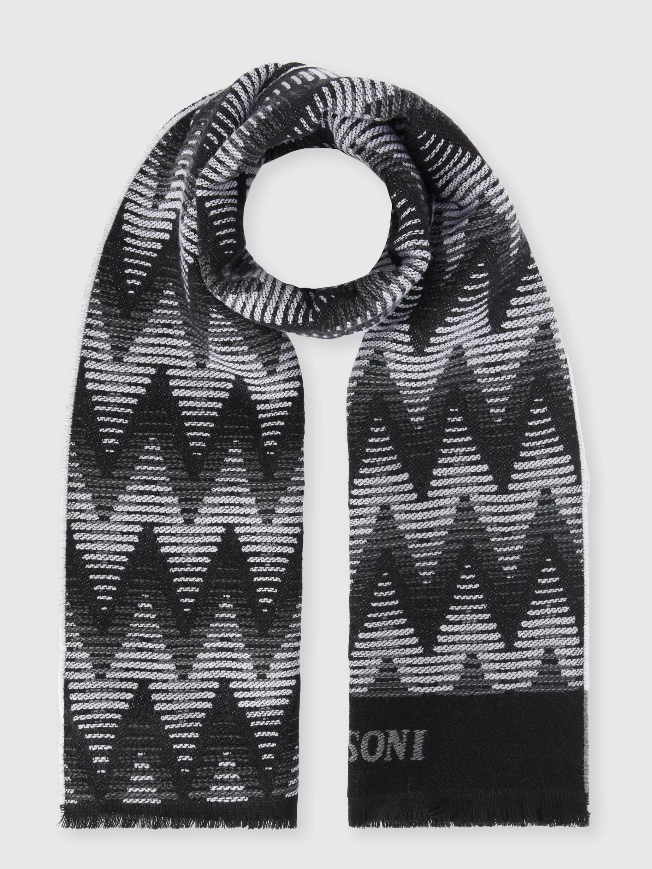 Cheap Zig zag wool scarf with logo Scarves & Foulards